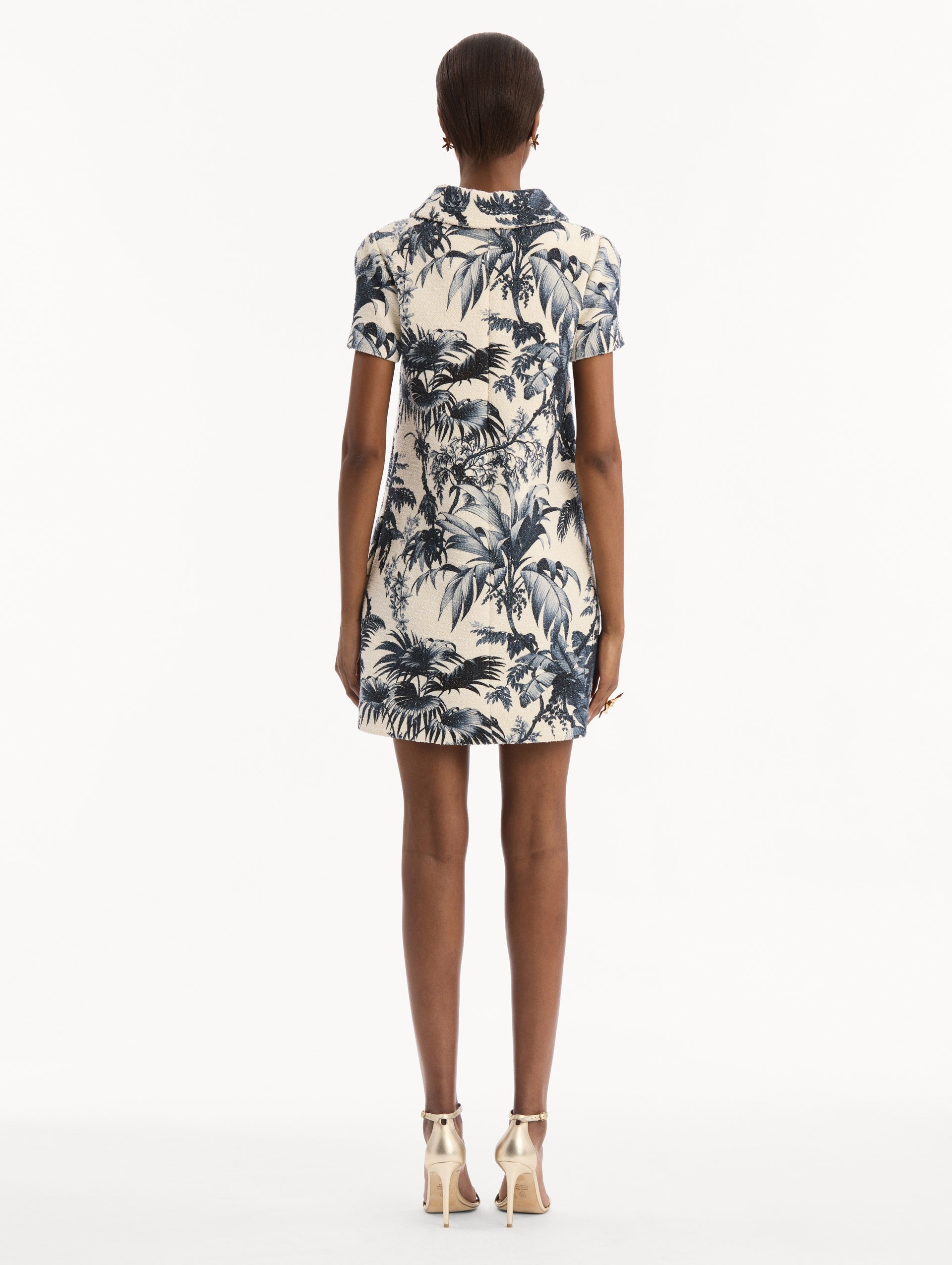 Oscar de la Renta Chiné Palm Leaves Shift Dress