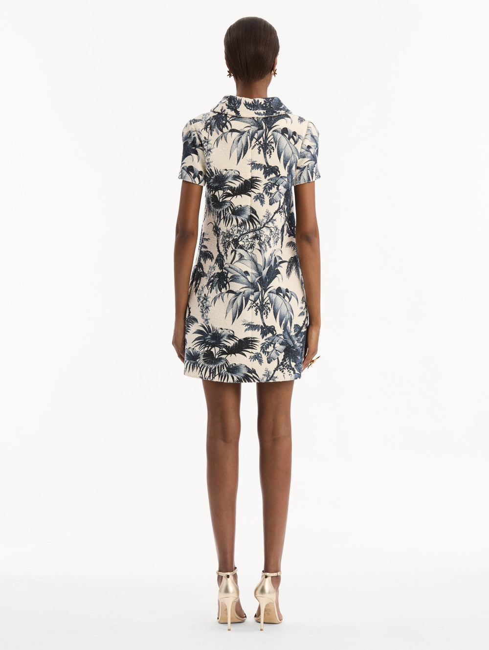 Oscar de la Renta Chiné Palm Leaves Shift Dress