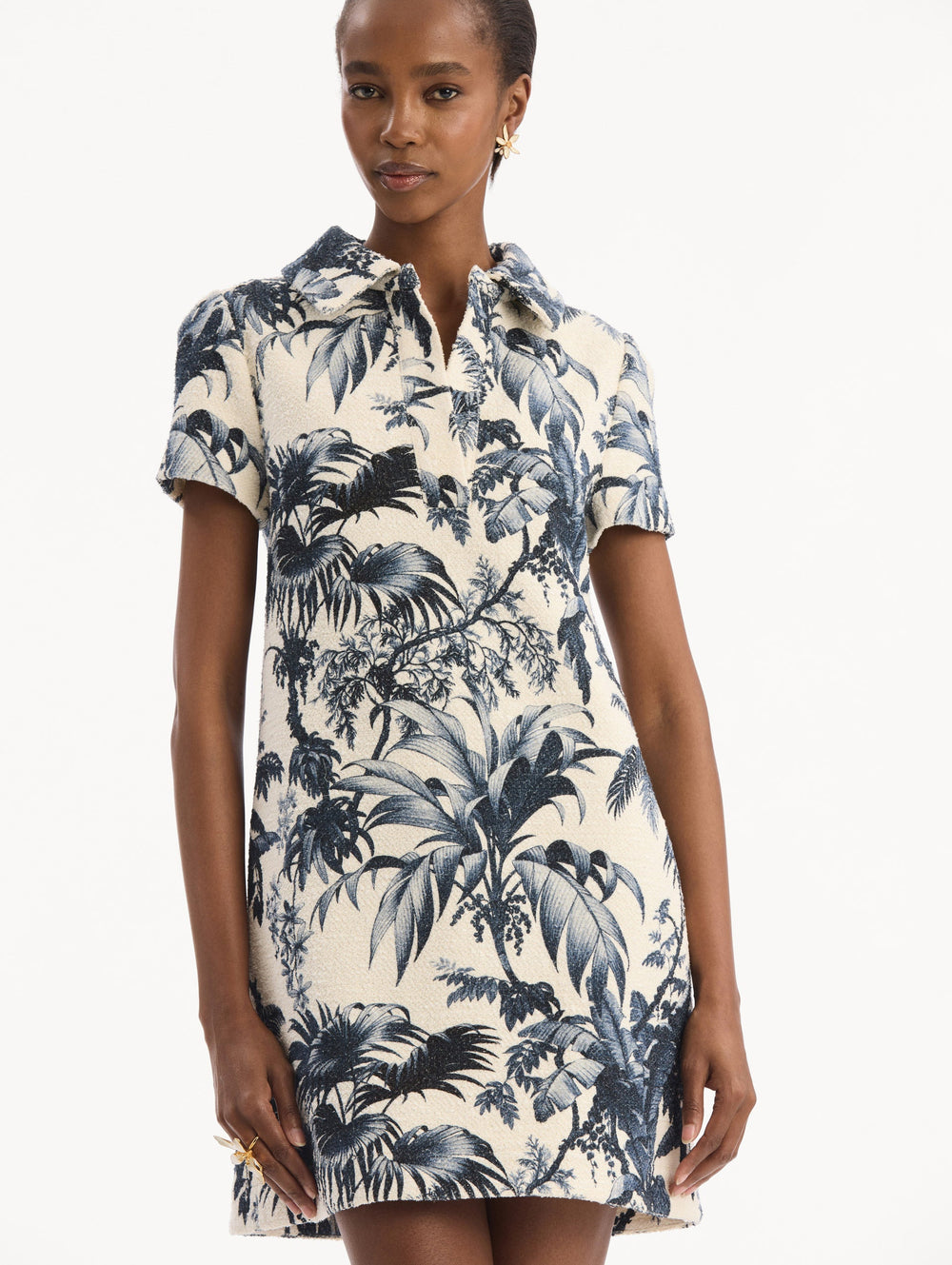 Oscar de la Renta Chiné Palm Leaves Shift Dress