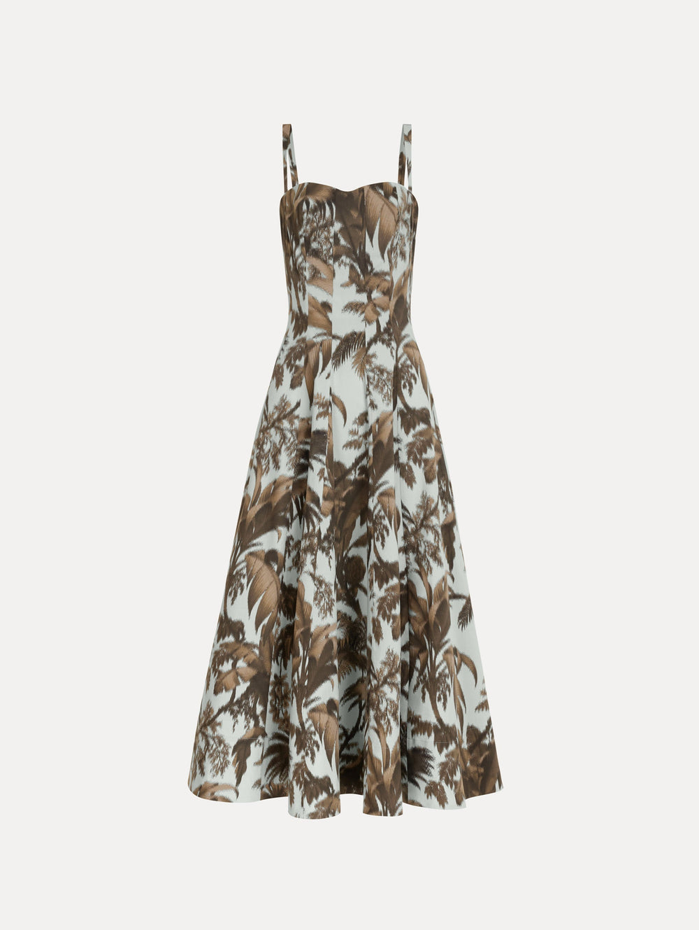 Oscar de la Renta Chiné Palm Leaves Cotton Poplin Dress