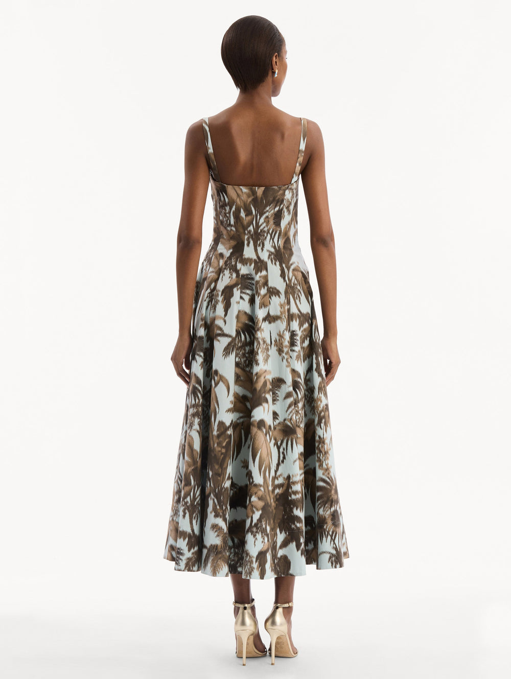 Oscar de la Renta Chiné Palm Leaves Cotton Poplin Dress