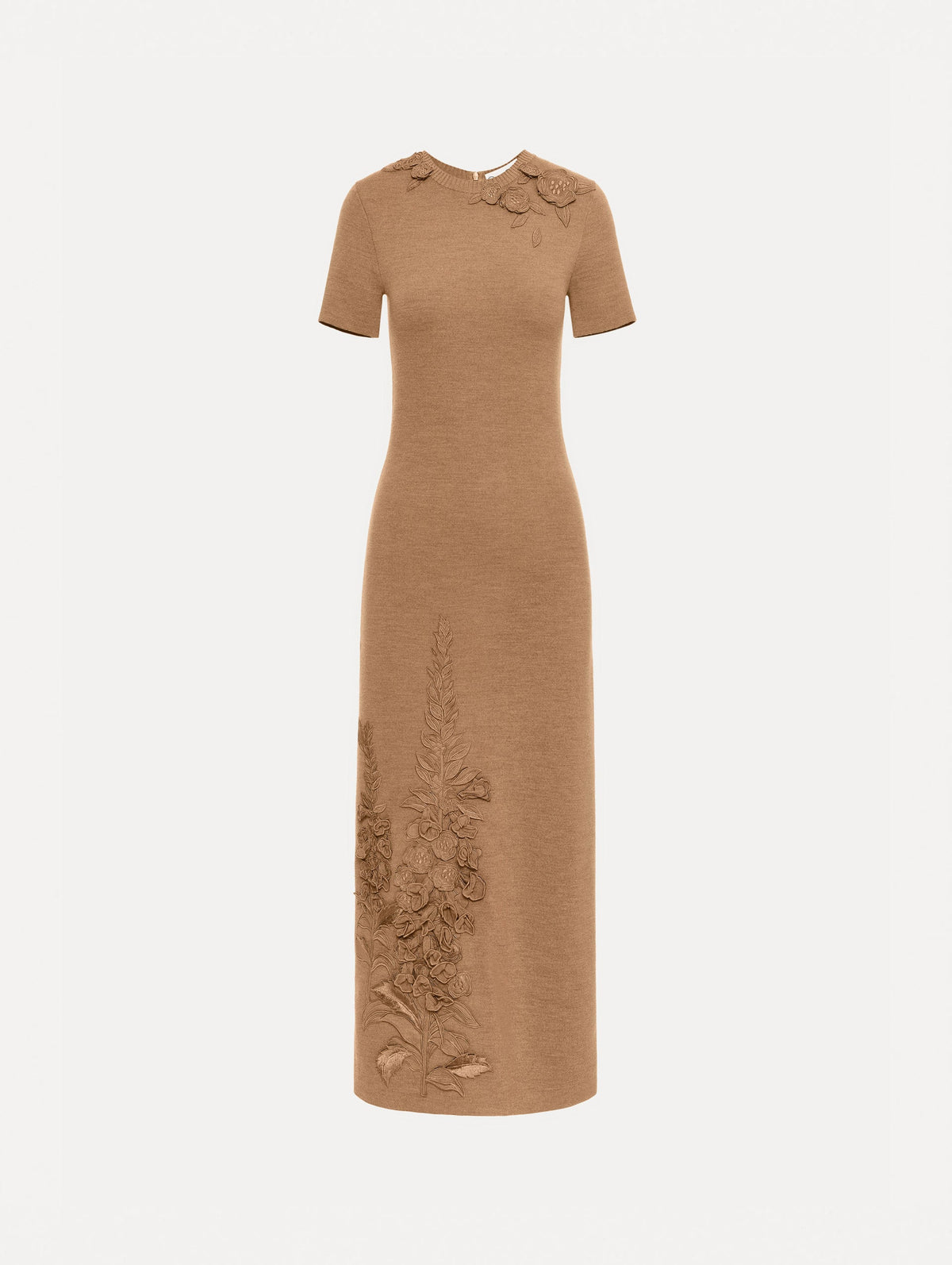 Oscar de la Renta Foxglove Embroidered Knit Dress