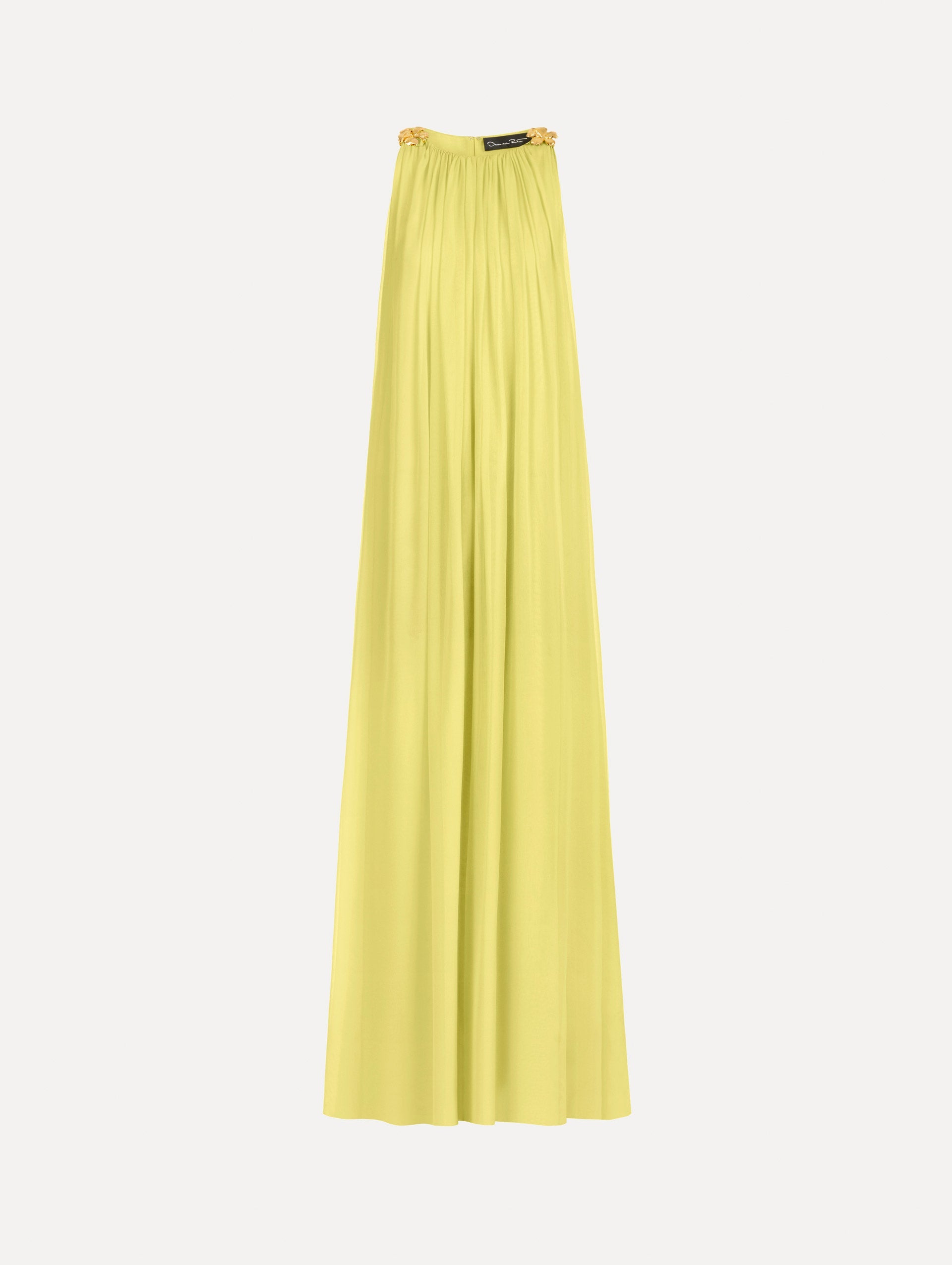 Oscar de la Renta Hibiscus-Detail Silk Chiffon Caftan