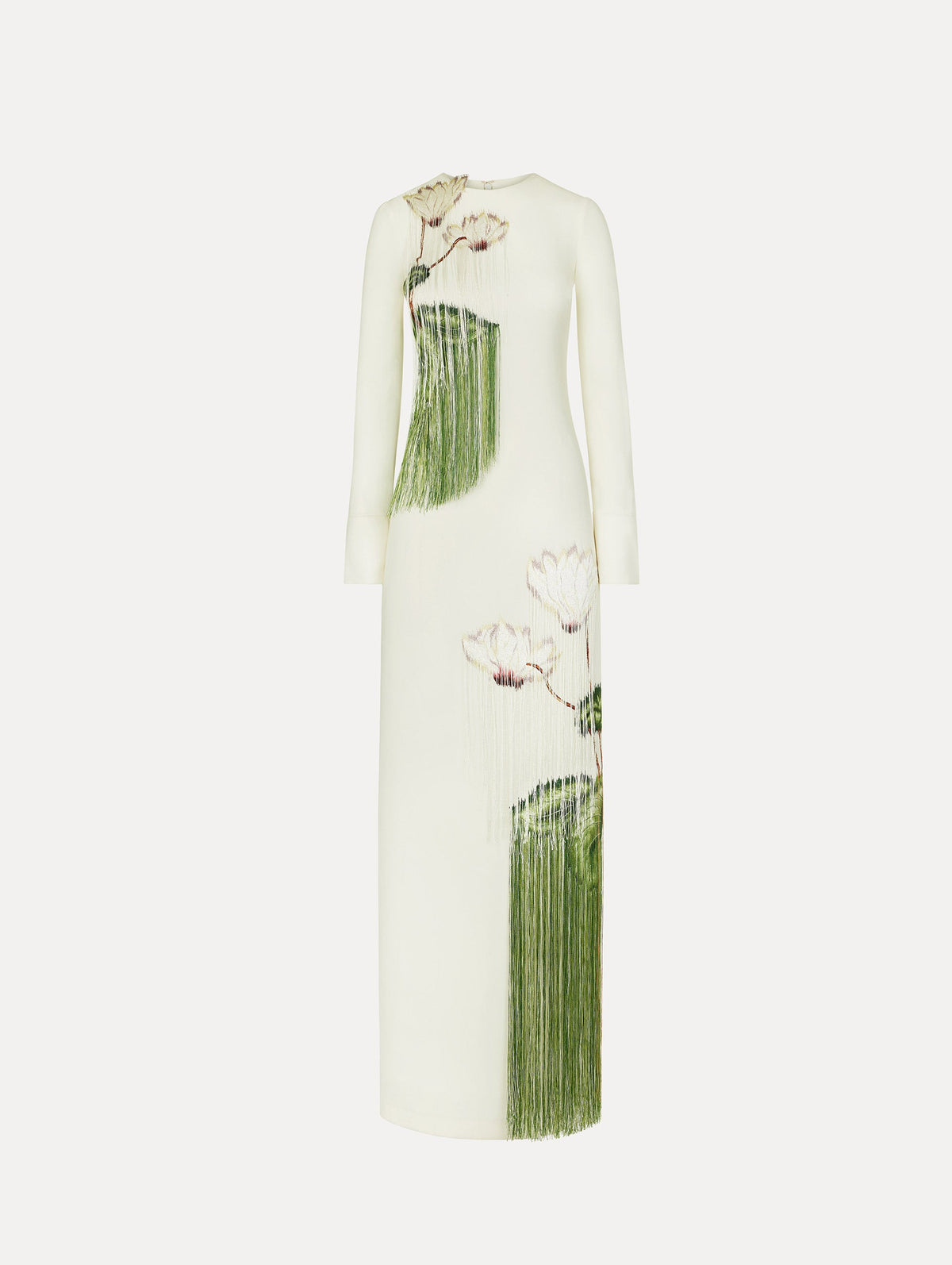 Oscar de la Renta Chiné Cyclamen Threadwork Fringe Caftan