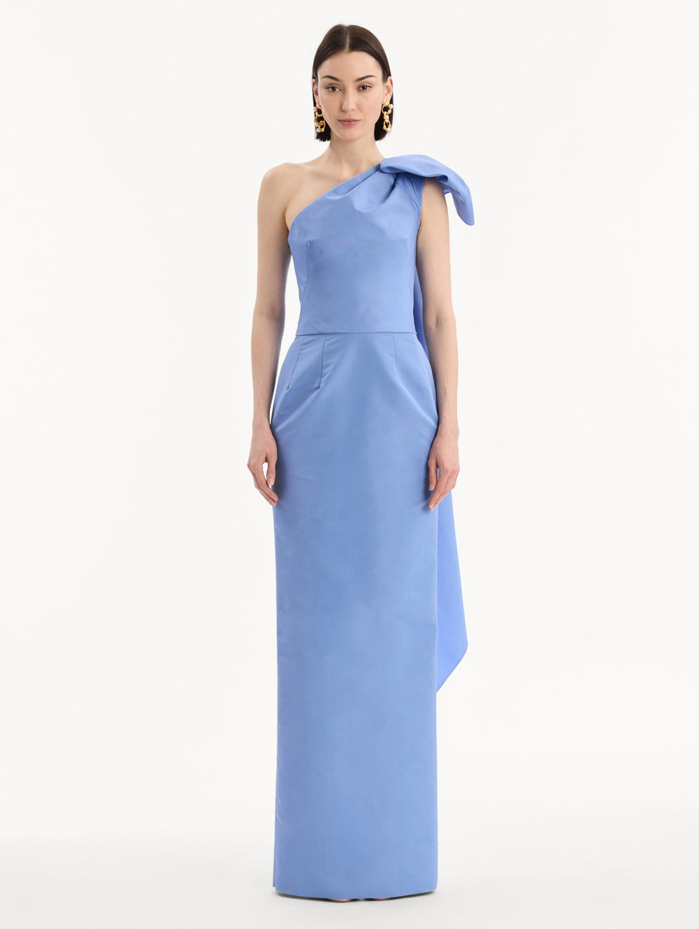 Oscar de la Renta Bow-Detail Faille Column Gown