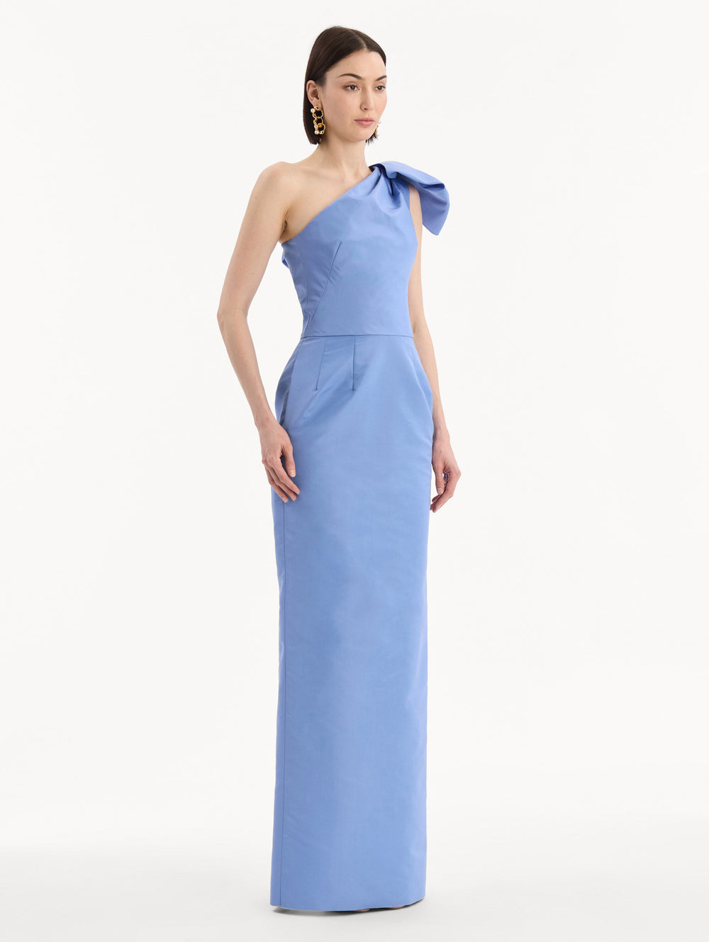 Oscar de la Renta Bow-Detail Faille Column Gown