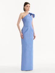 Oscar de la Renta Bow-Detail Faille Column Gown