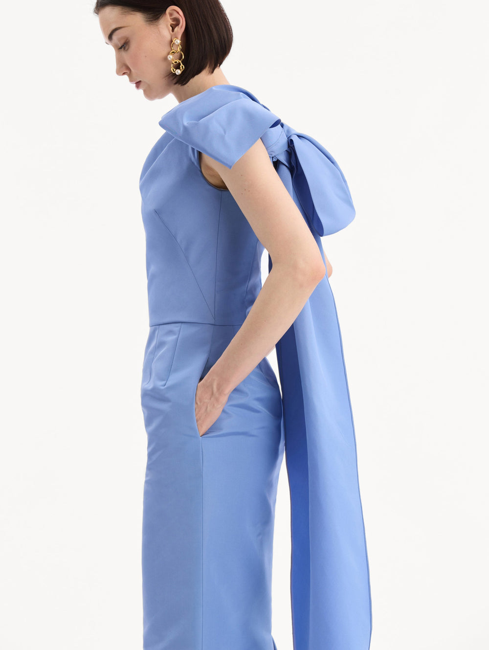 Oscar de la Renta Bow-Detail Faille Column Gown