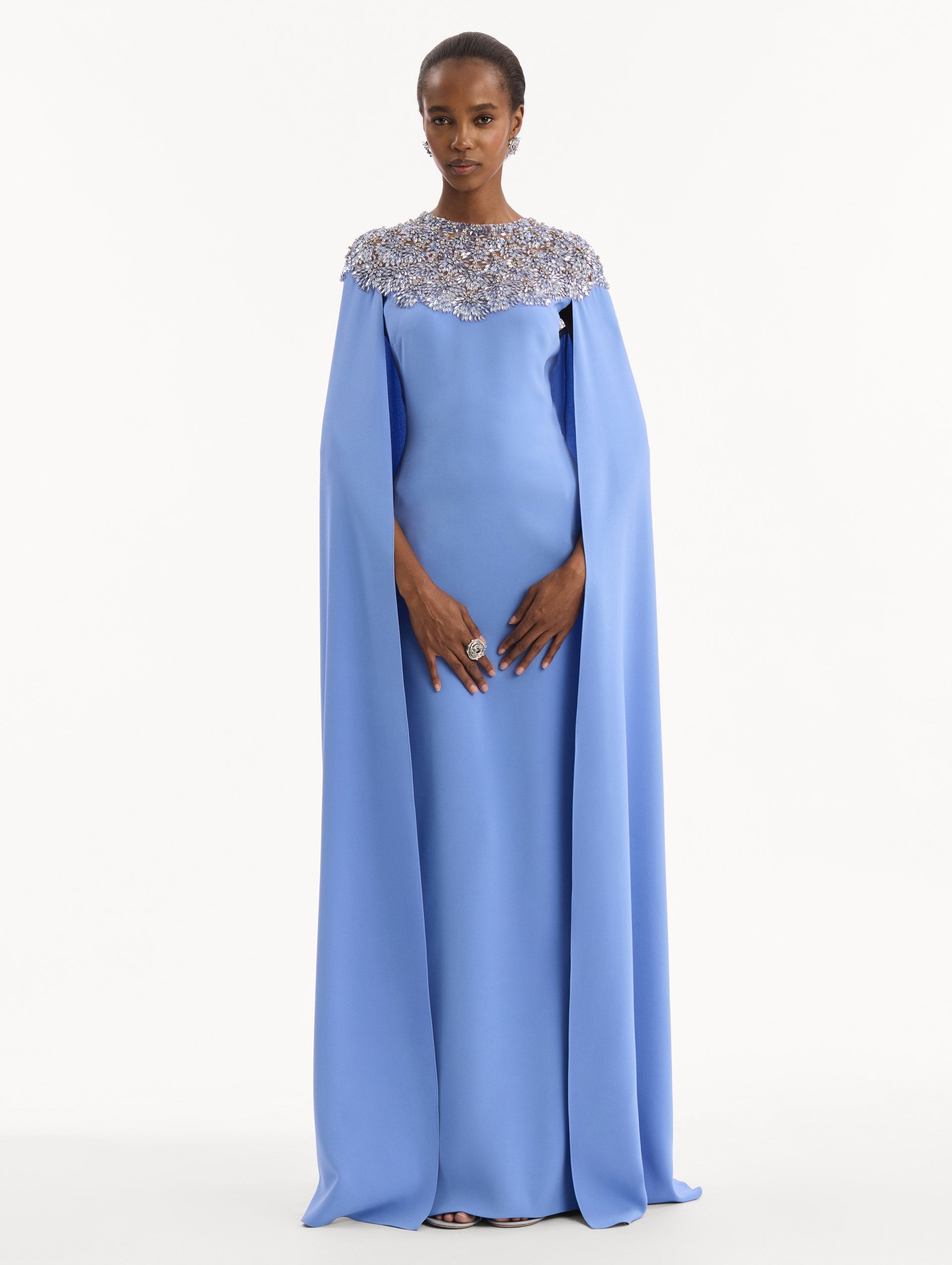 Oscar de la Renta Crystal & Glass Embroidered Caftan