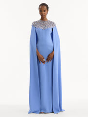 Oscar de la Renta Crystal & Glass Embroidered Caftan
