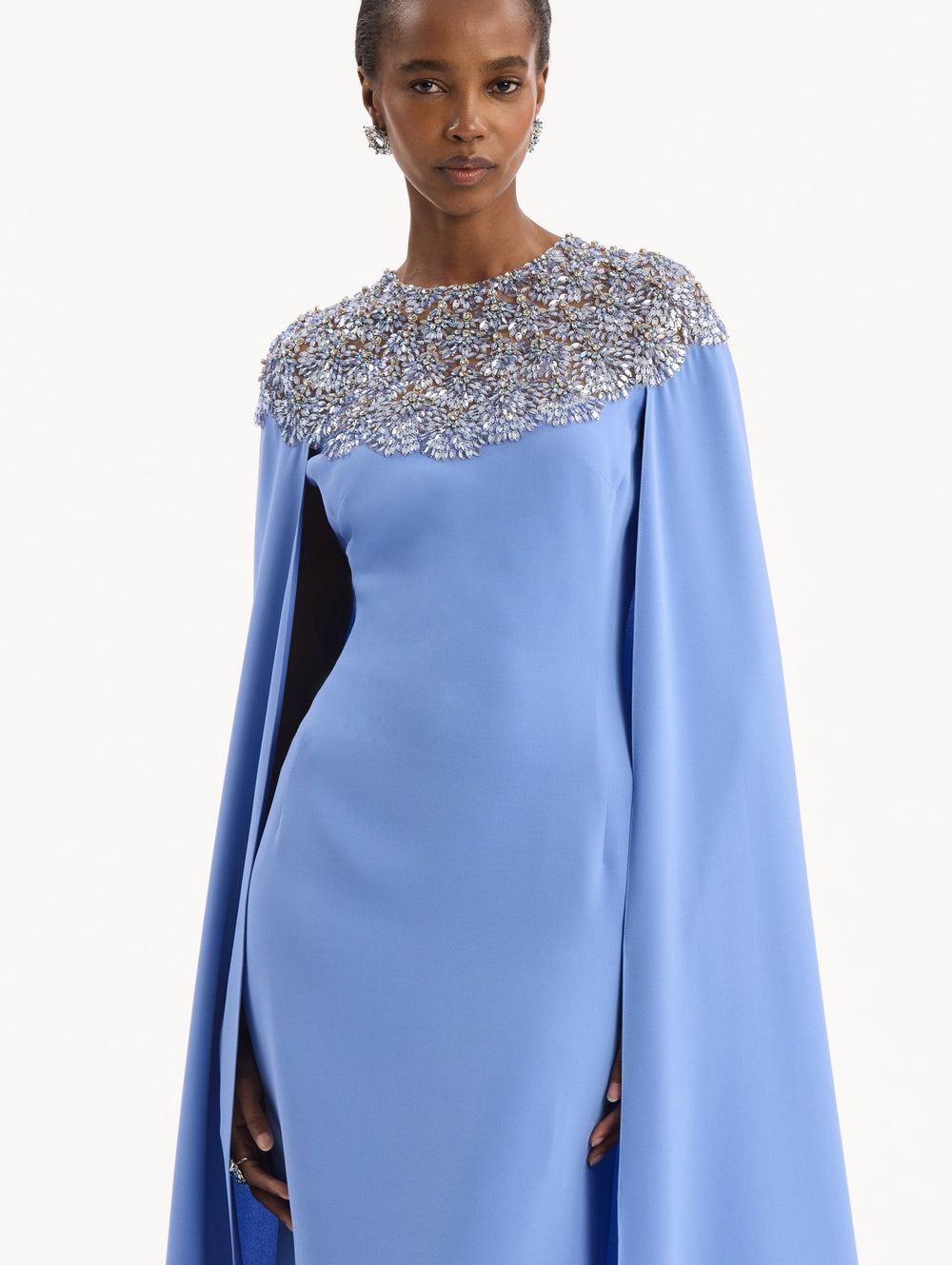 Oscar de la Renta Crystal & Glass Embroidered Caftan