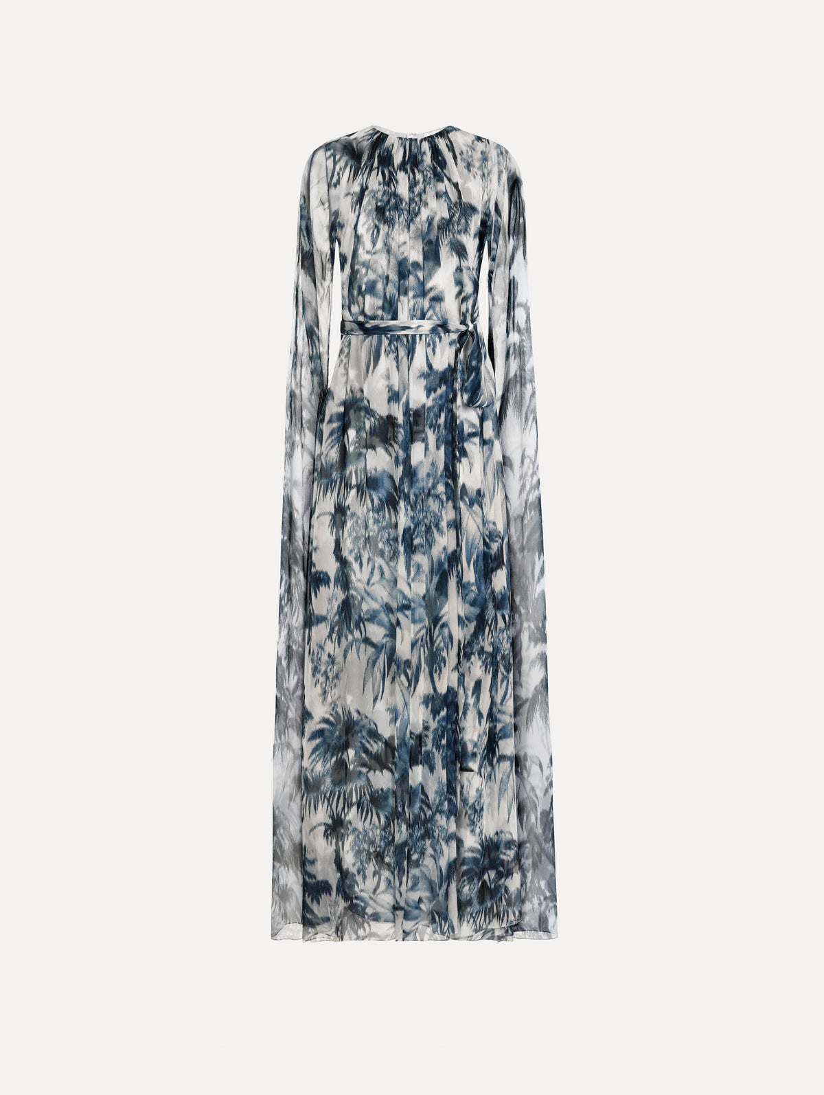 Oscar de la Renta Chiné Palm Leaves Silk Caftan