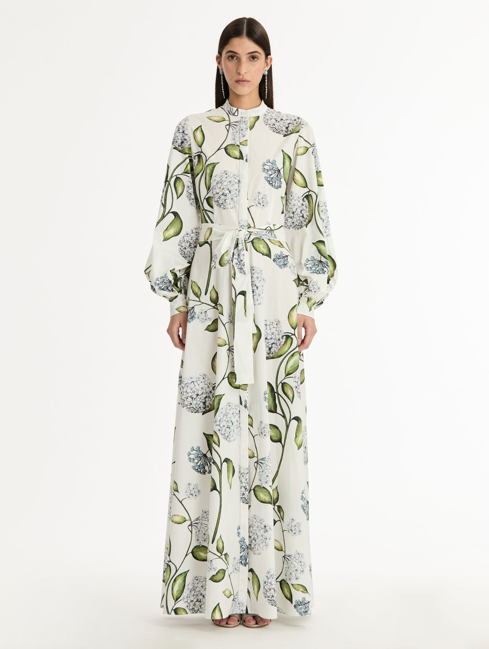 Oscar de la Renta Porcelain Flower Cotton Poplin Caftan
