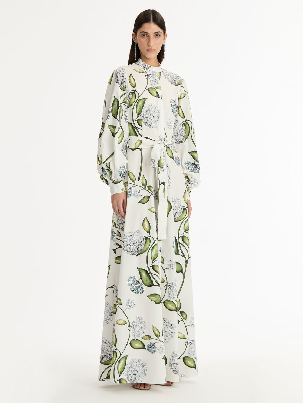 Oscar de la Renta Porcelain Flower Cotton Poplin Caftan