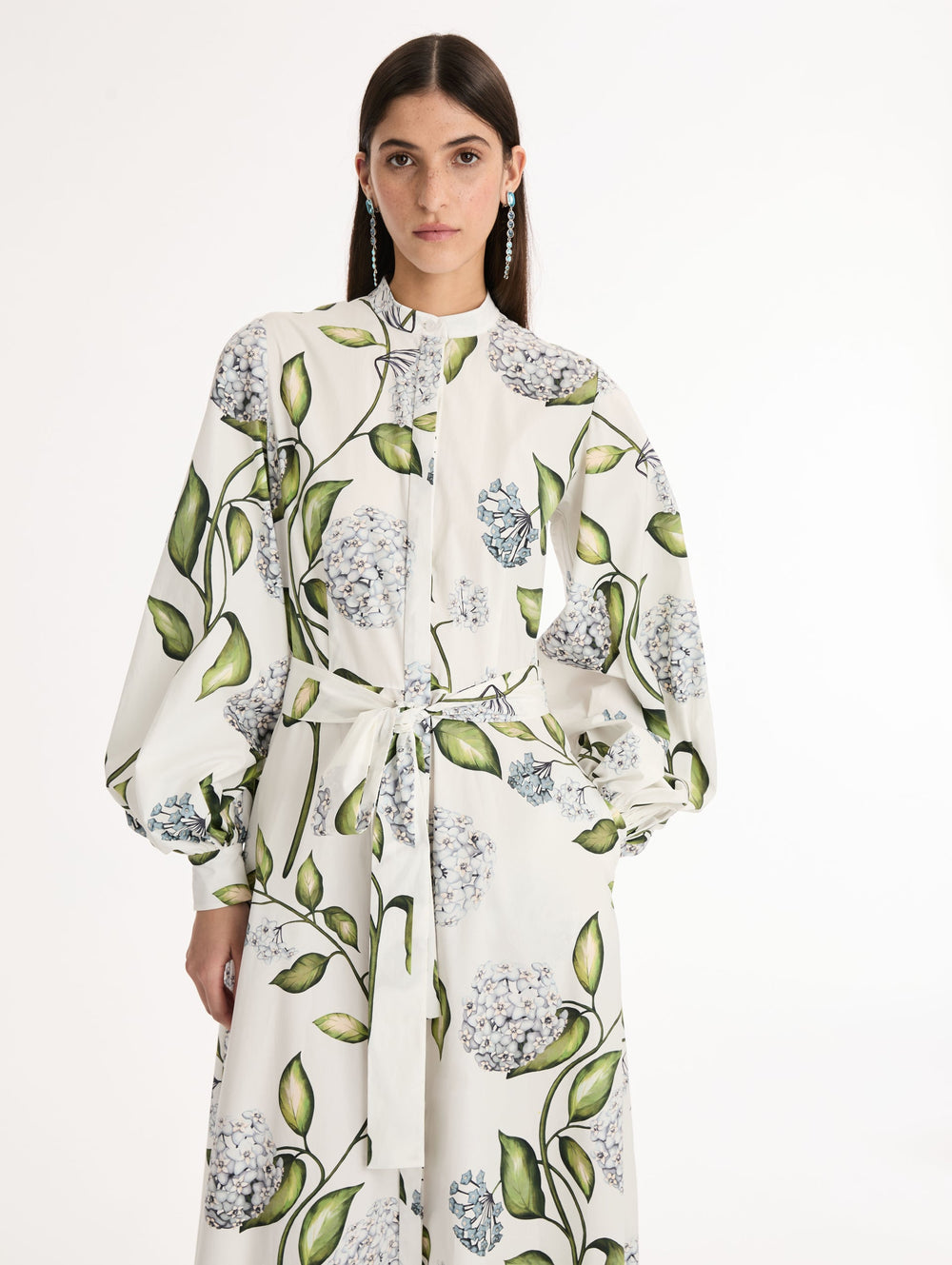 Oscar de la Renta Porcelain Flower Cotton Poplin Caftan