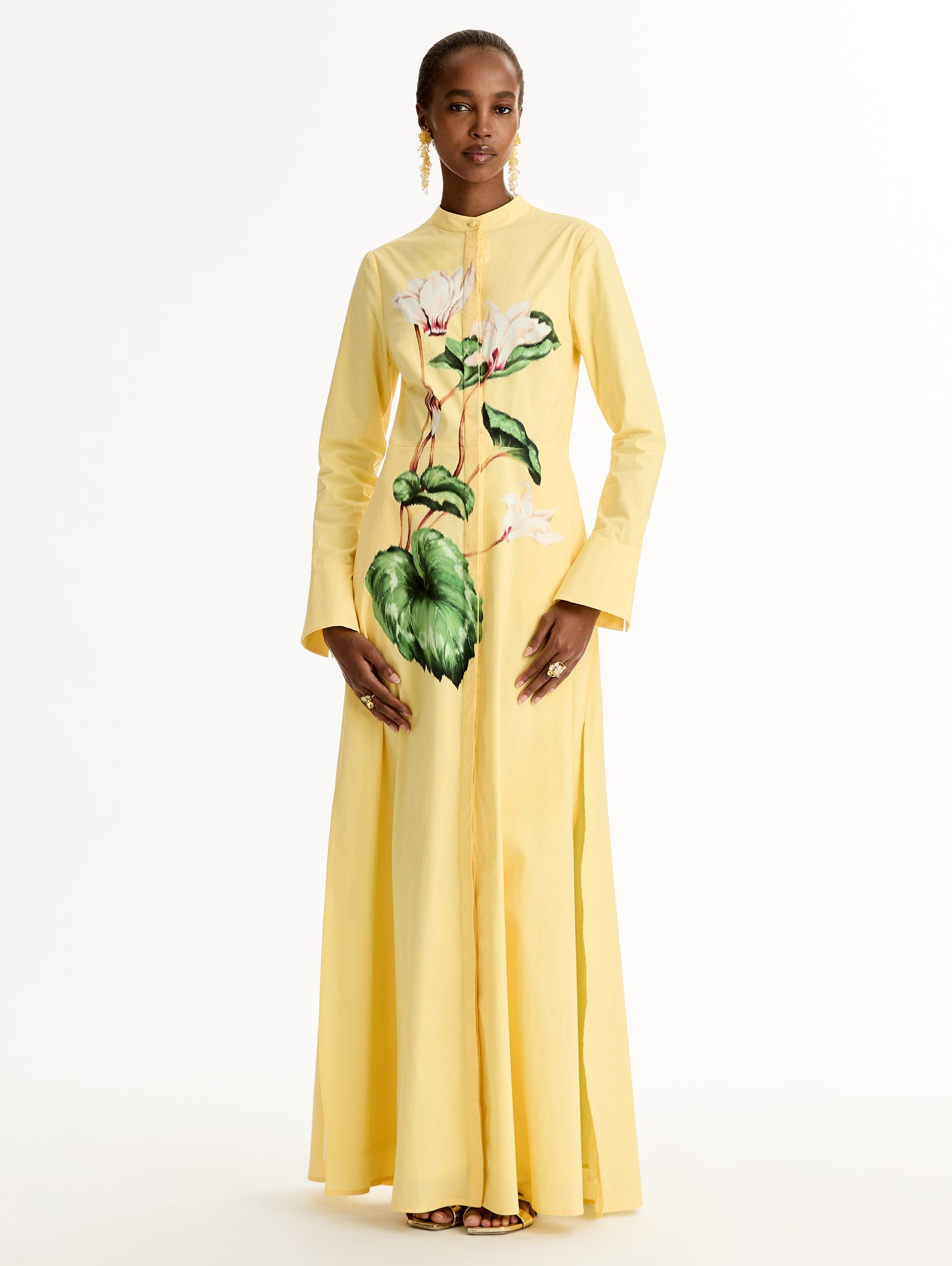 Oscar de la Renta Chiné Cyclamen Cotton Poplin Caftan