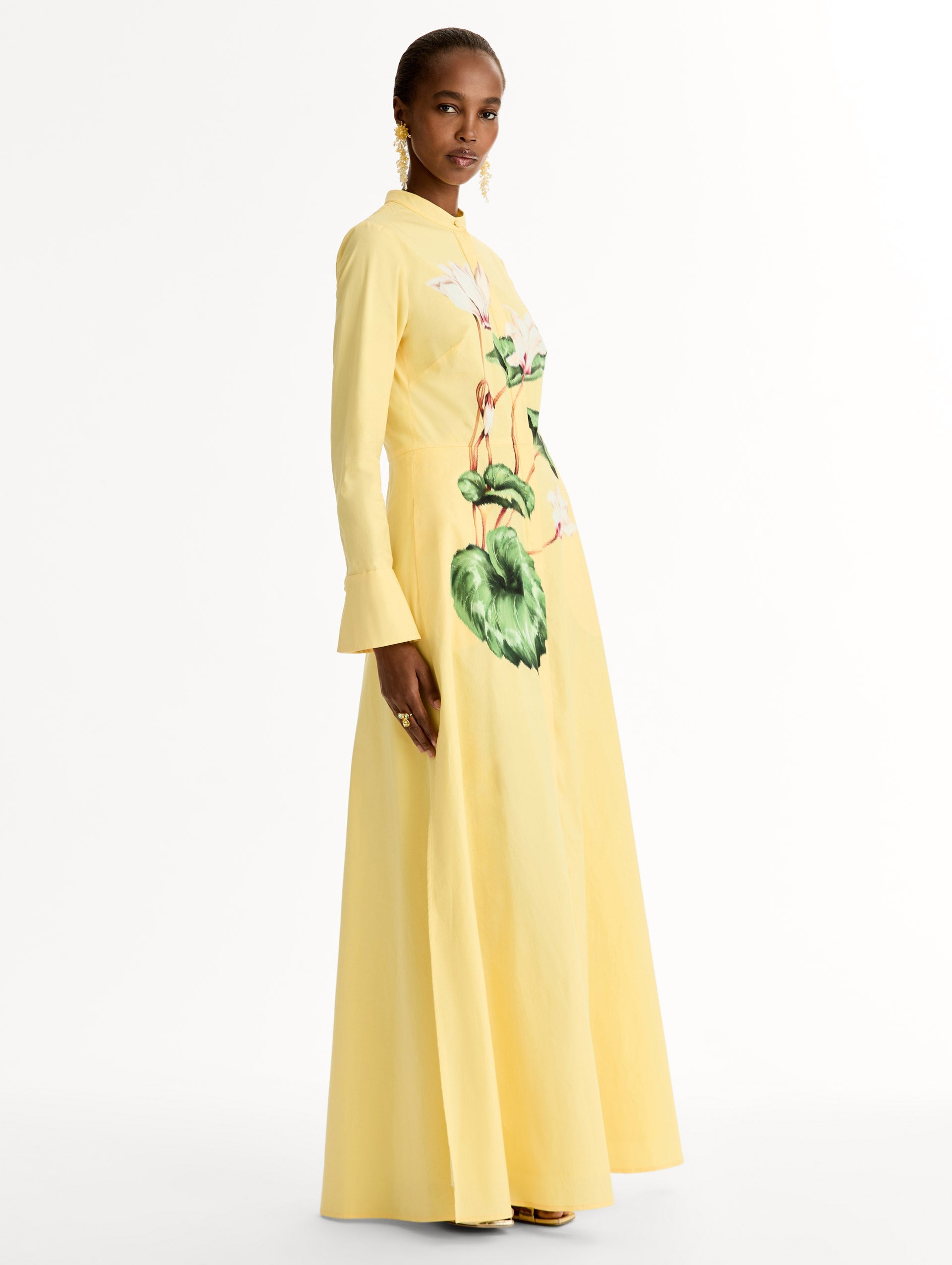 Oscar de la Renta Chiné Cyclamen Cotton Poplin Caftan