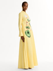 Oscar de la Renta Chiné Cyclamen Cotton Poplin Caftan