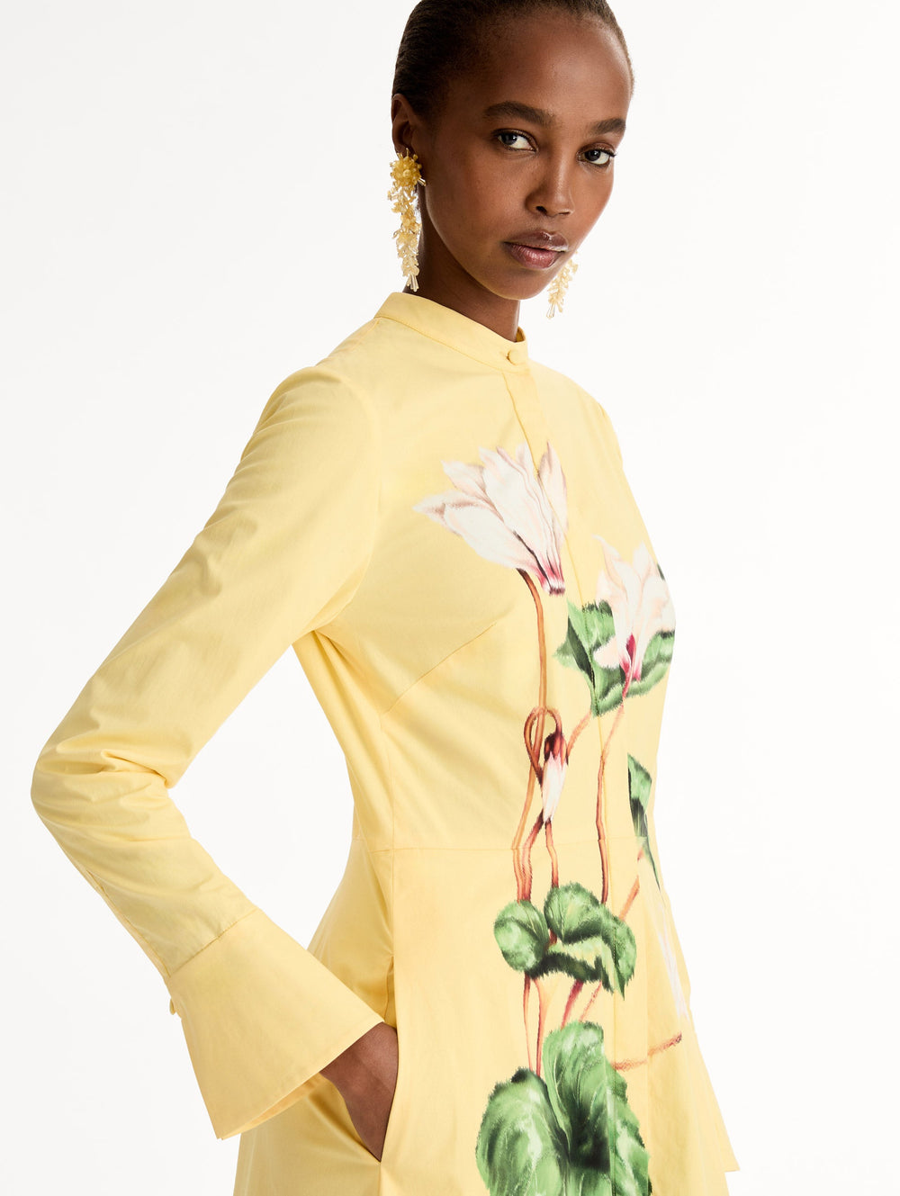 Oscar de la Renta Chiné Cyclamen Cotton Poplin Caftan