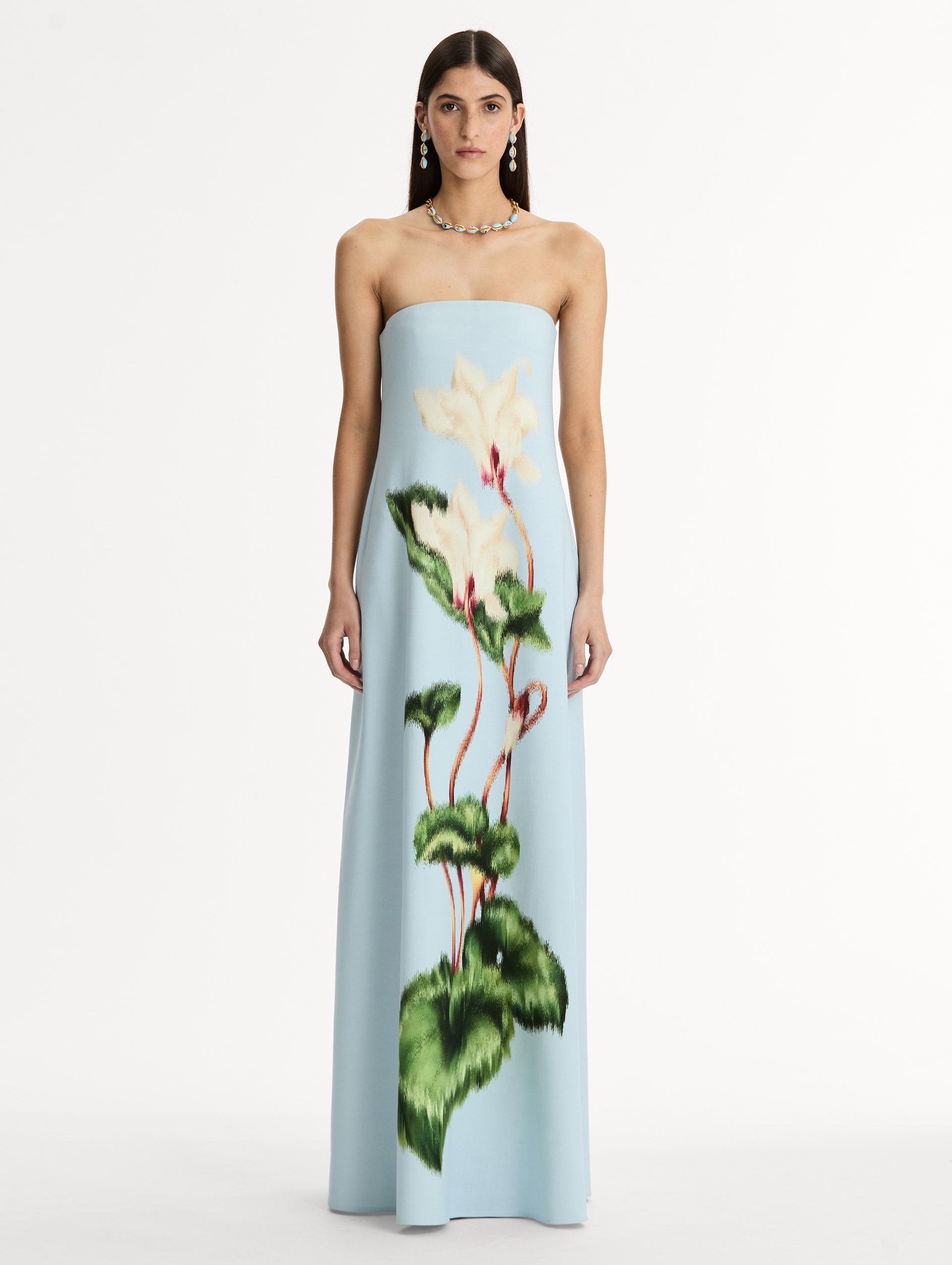 Oscar de la Renta Chiné Cyclamen Strapless Gown