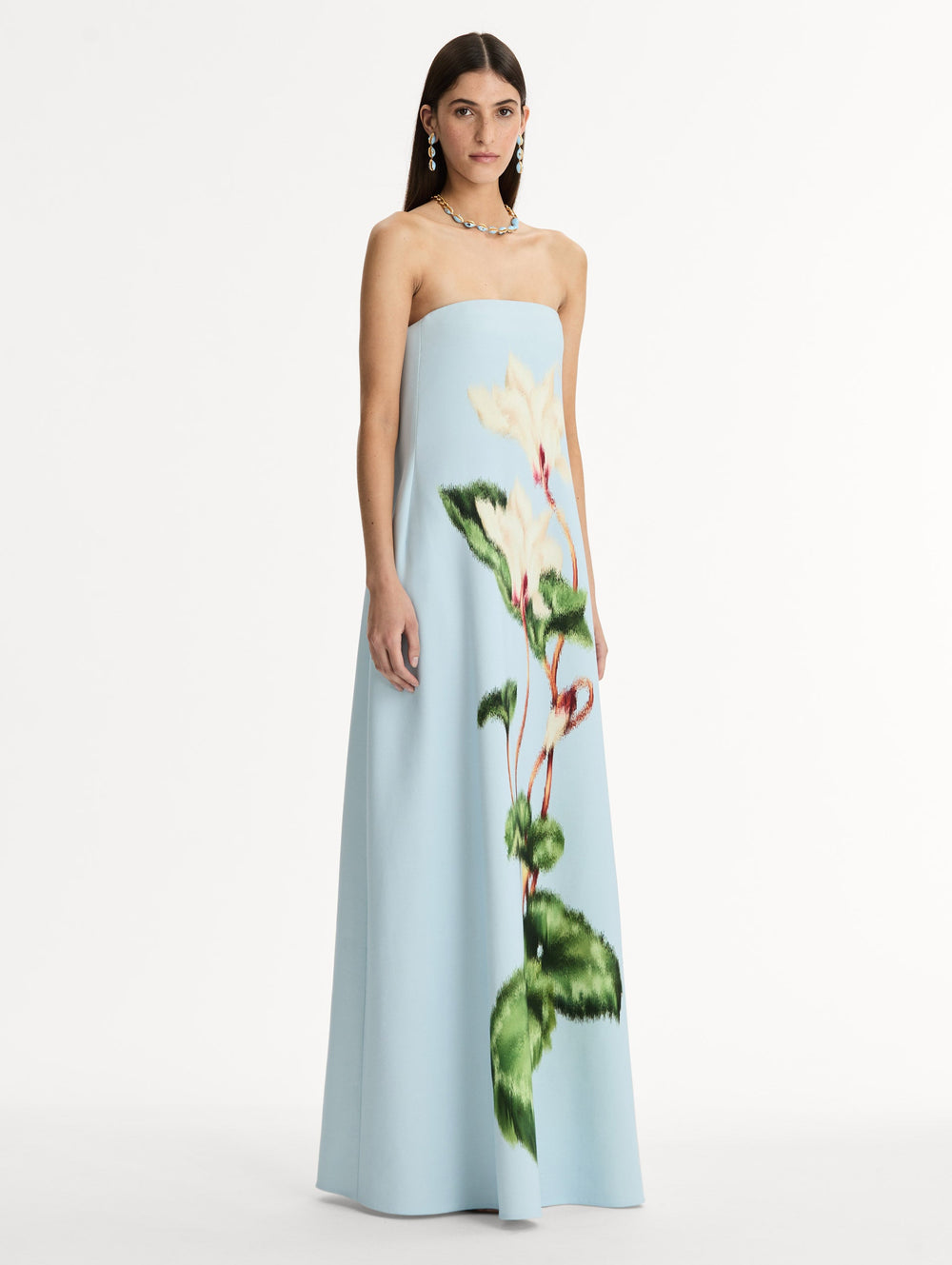 Oscar de la Renta Chiné Cyclamen Strapless Gown