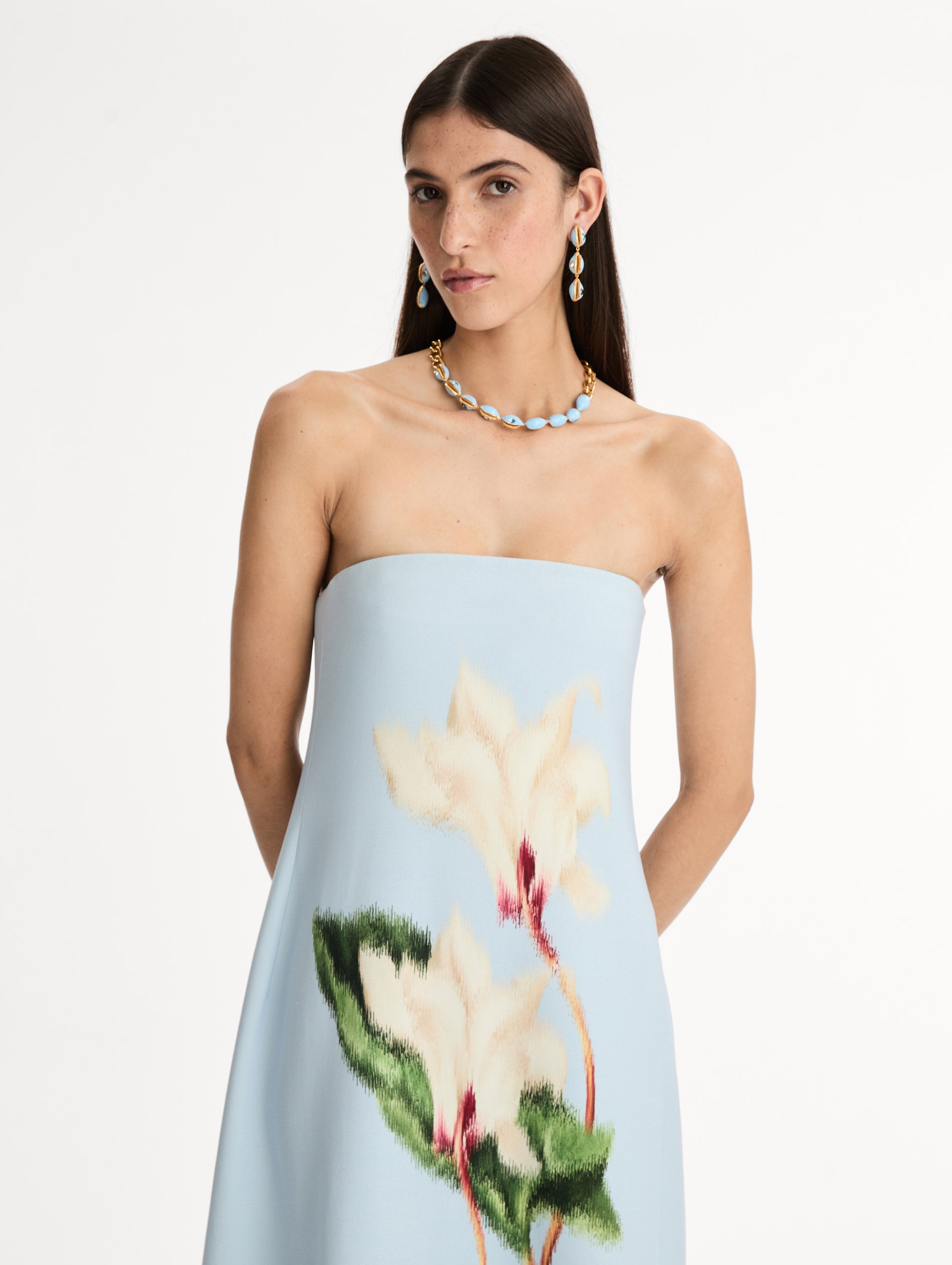 Oscar de la Renta Chiné Cyclamen Strapless Gown