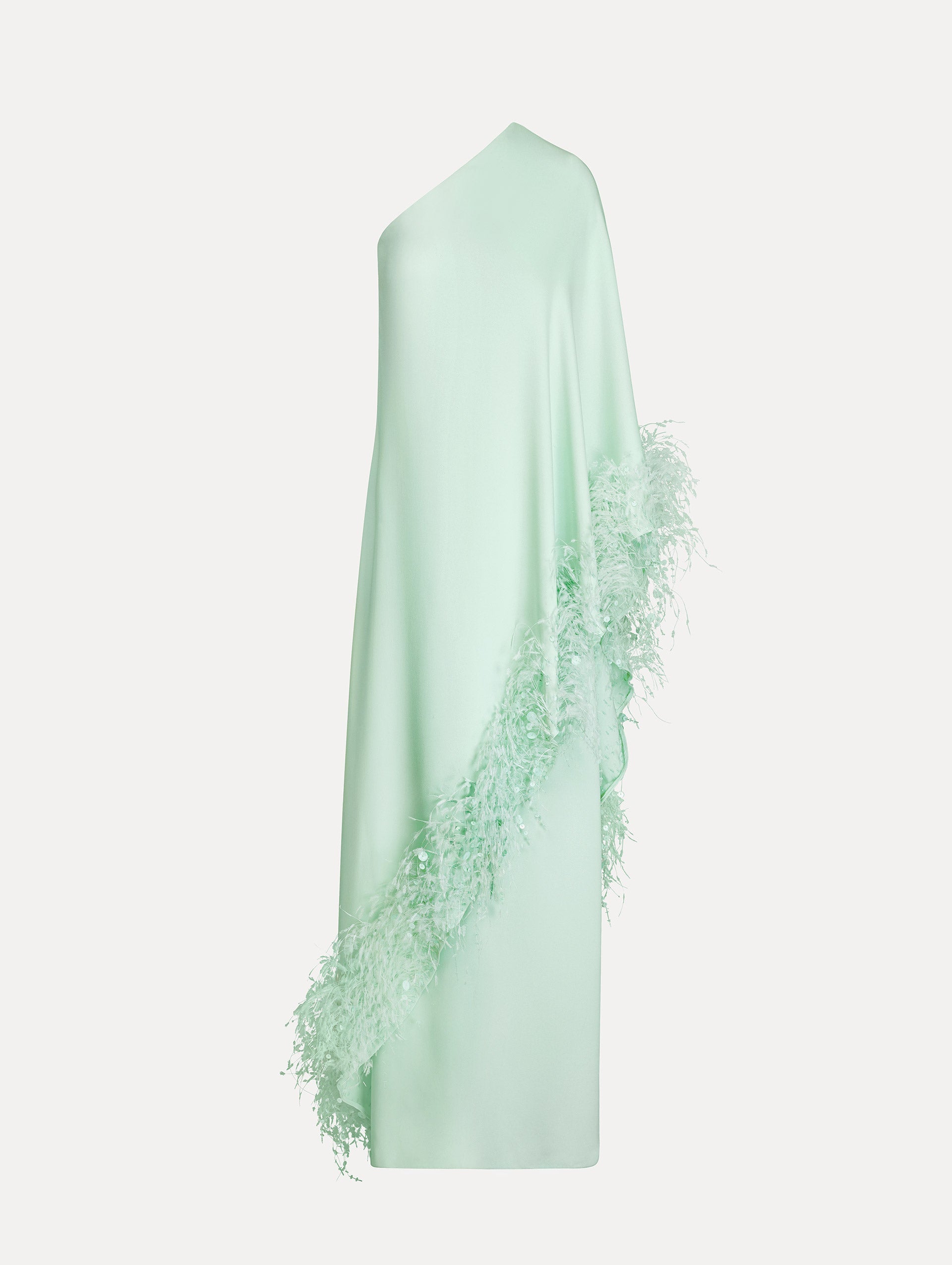 Oscar de la Renta Point d’Esprit Feather Embroidered Caftan