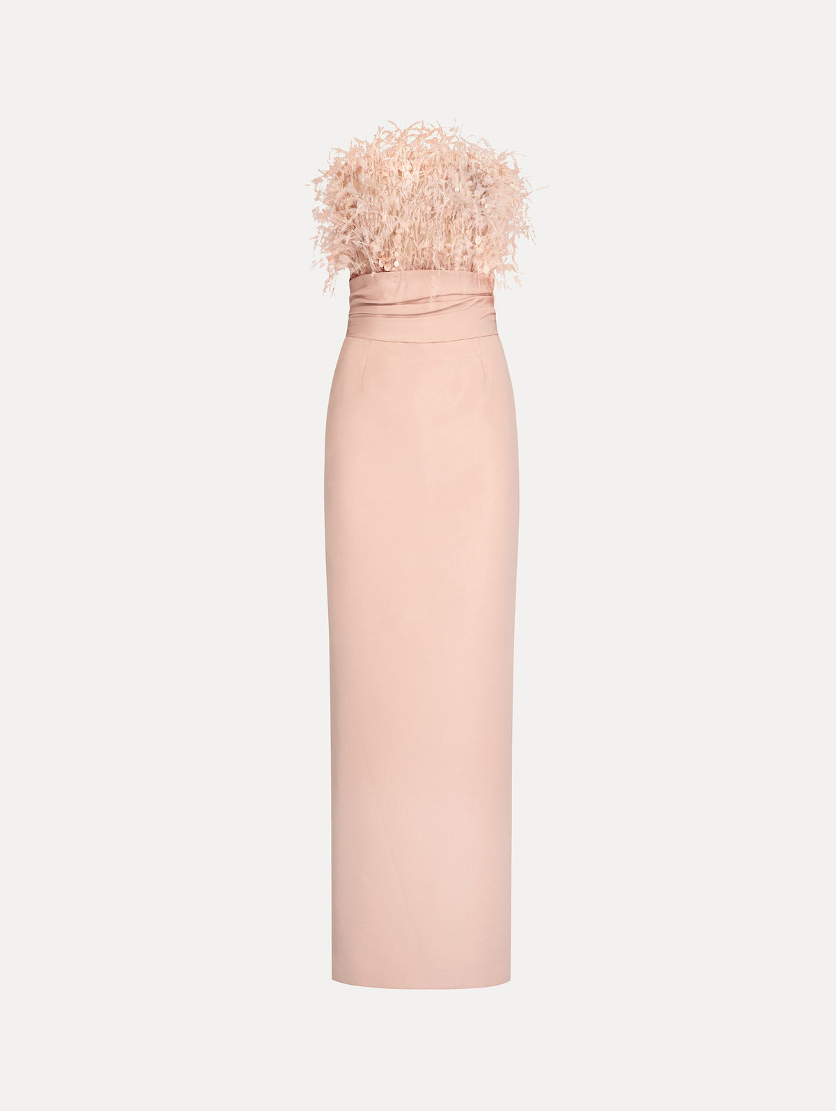 Oscar de la Renta Point d’Esprit Feather Embroidered Gown