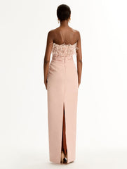 Oscar de la Renta Point d’Esprit Feather Embroidered Gown