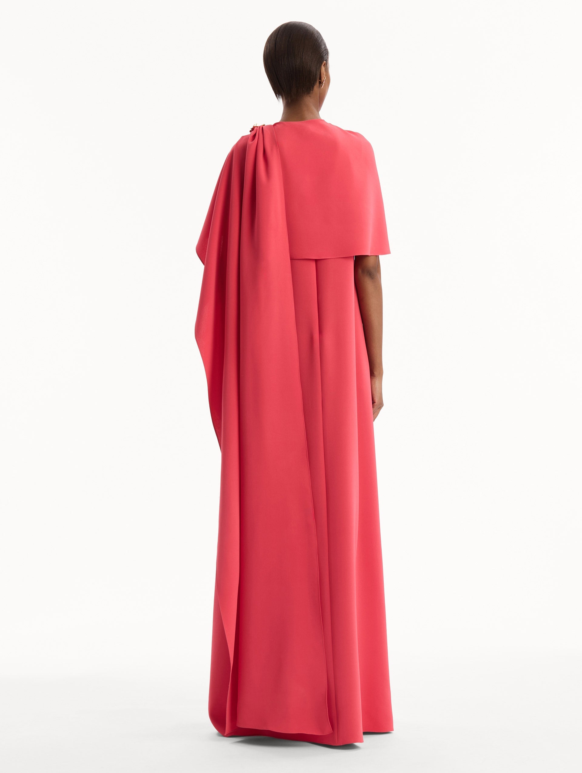 Oscar de la Renta Hibiscus Brooch Georgette Caftan