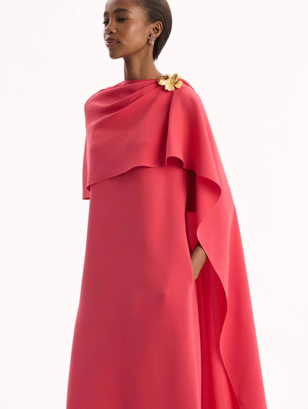 Oscar de la Renta Hibiscus Brooch Georgette Caftan