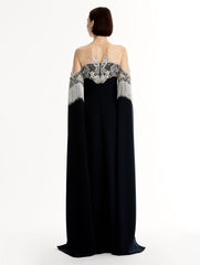 Oscar de la Renta Porcelain Flower Lattice Fringe Caftan