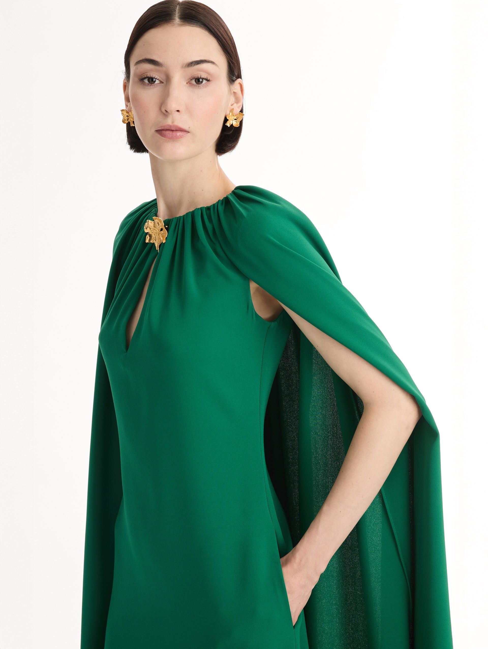 Oscar de la Renta Cyclamen-Detailed Georgette Caftan