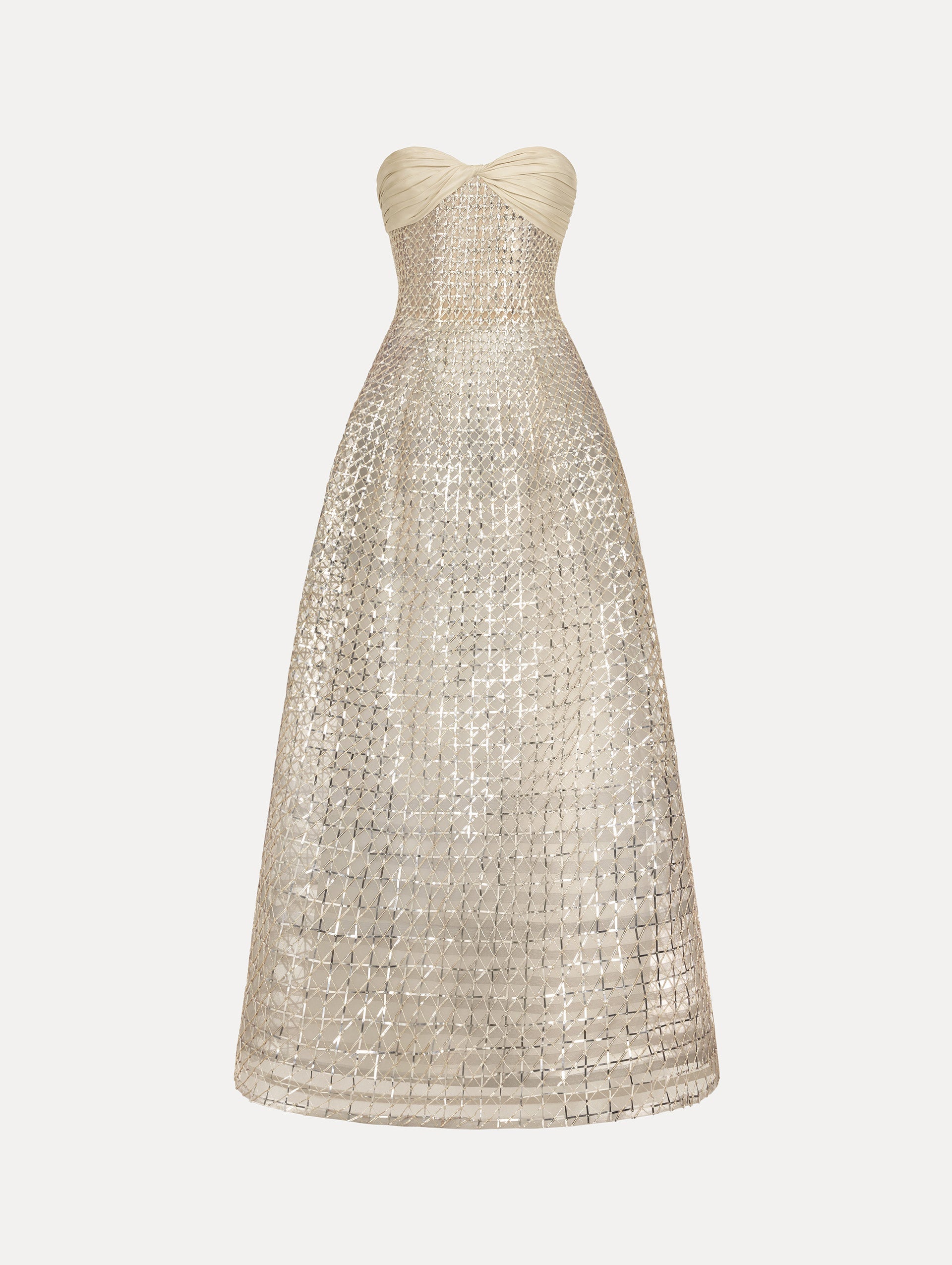 Oscar de la Renta Sequin & Bugle Bead Lattice Gown
