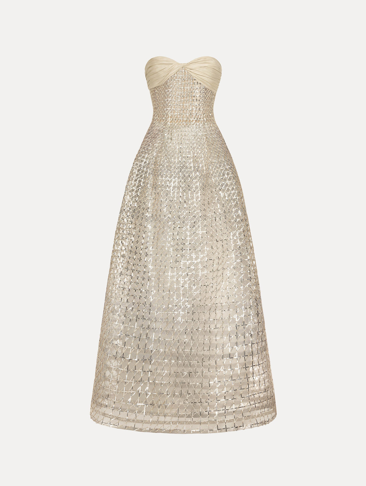 Oscar de la Renta Sequin & Bugle Bead Lattice Gown
