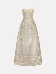 Oscar de la Renta Sequin & Bugle Bead Lattice Gown