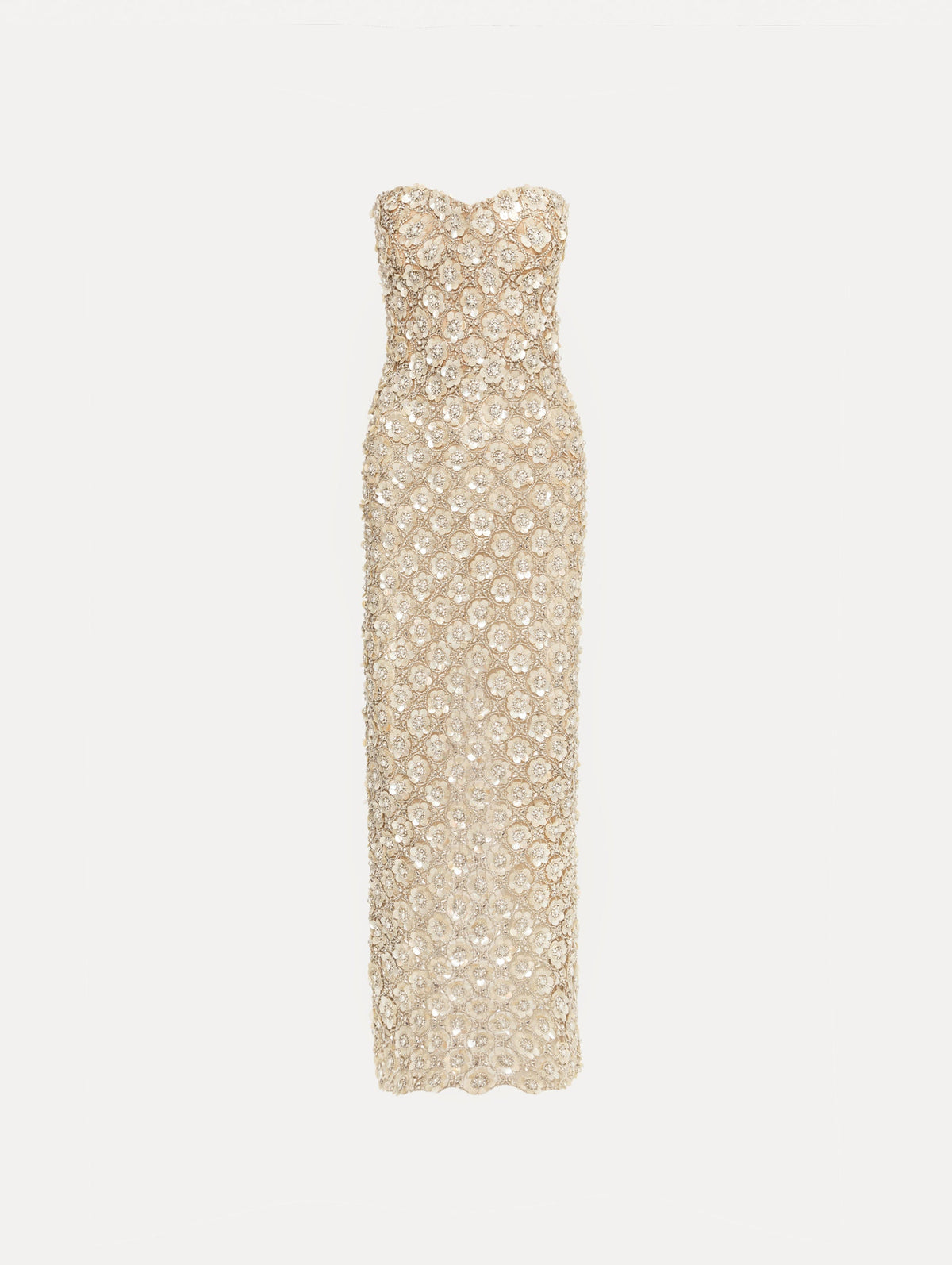 Oscar de la Renta Mother of Pearl Embroidered Column Gown
