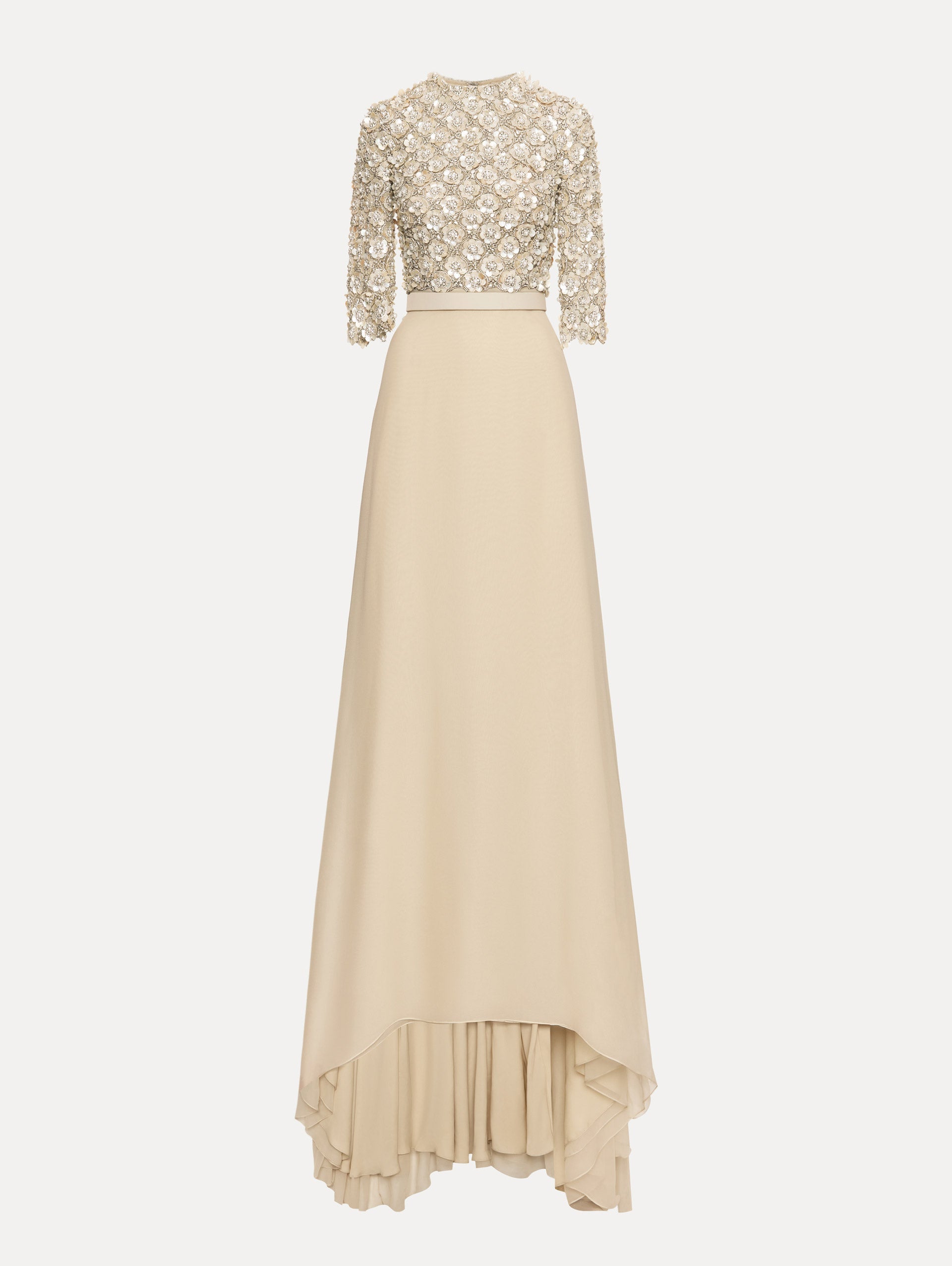 Oscar de la Renta Mother of Pearl Embroidered Gown