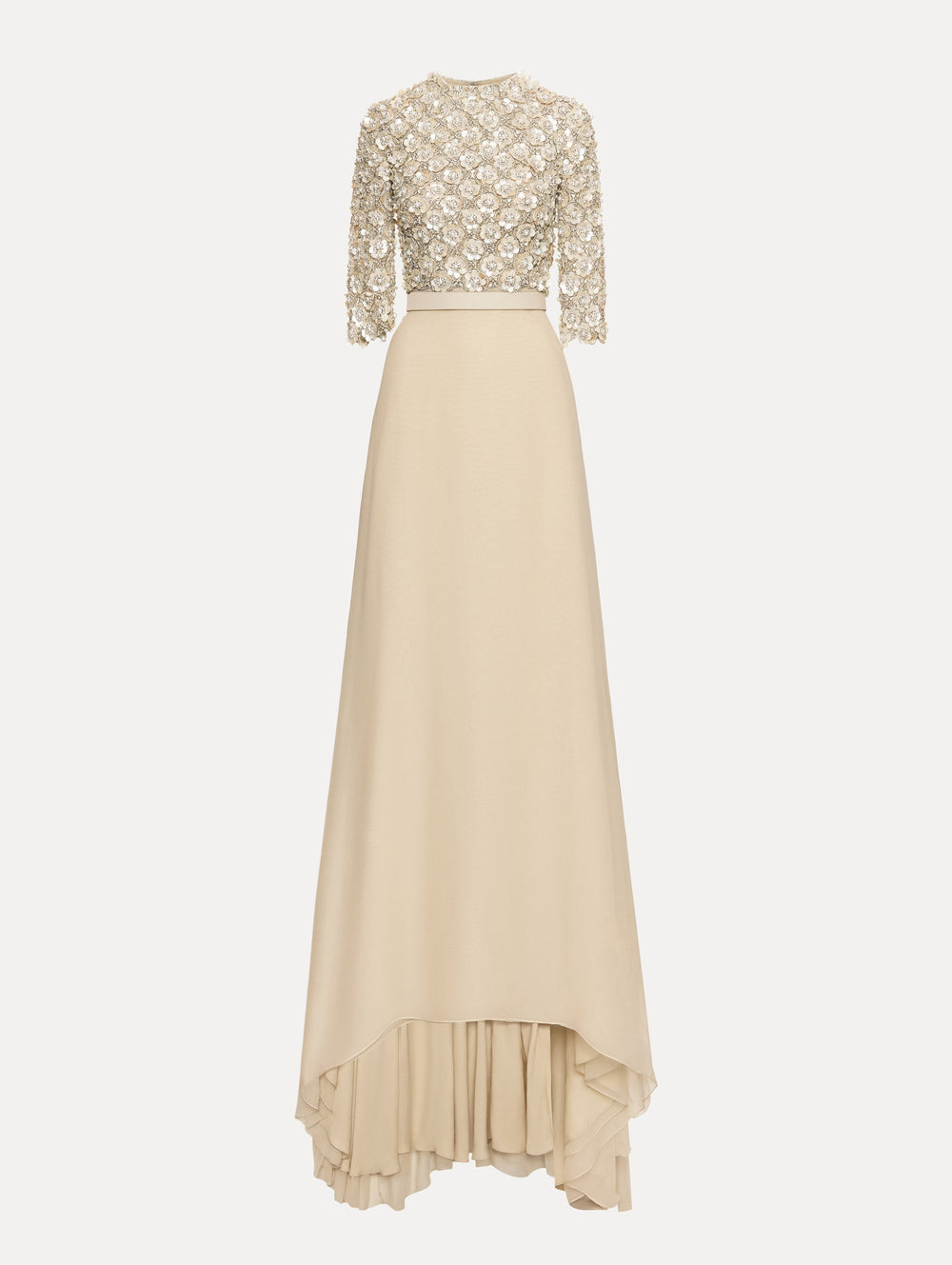 Oscar de la Renta Mother of Pearl Embroidered Gown