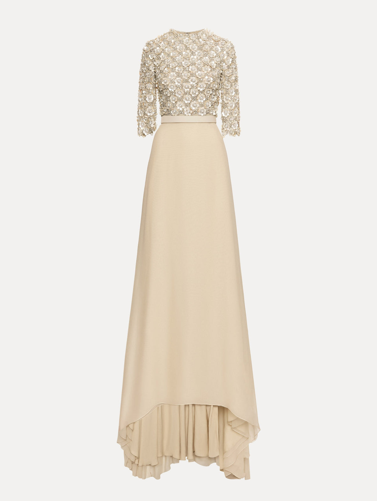Oscar de la Renta Mother of Pearl Embroidered Gown