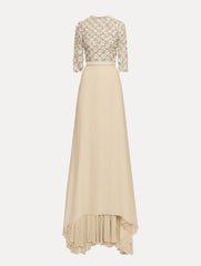 Oscar de la Renta Mother of Pearl Embroidered Gown