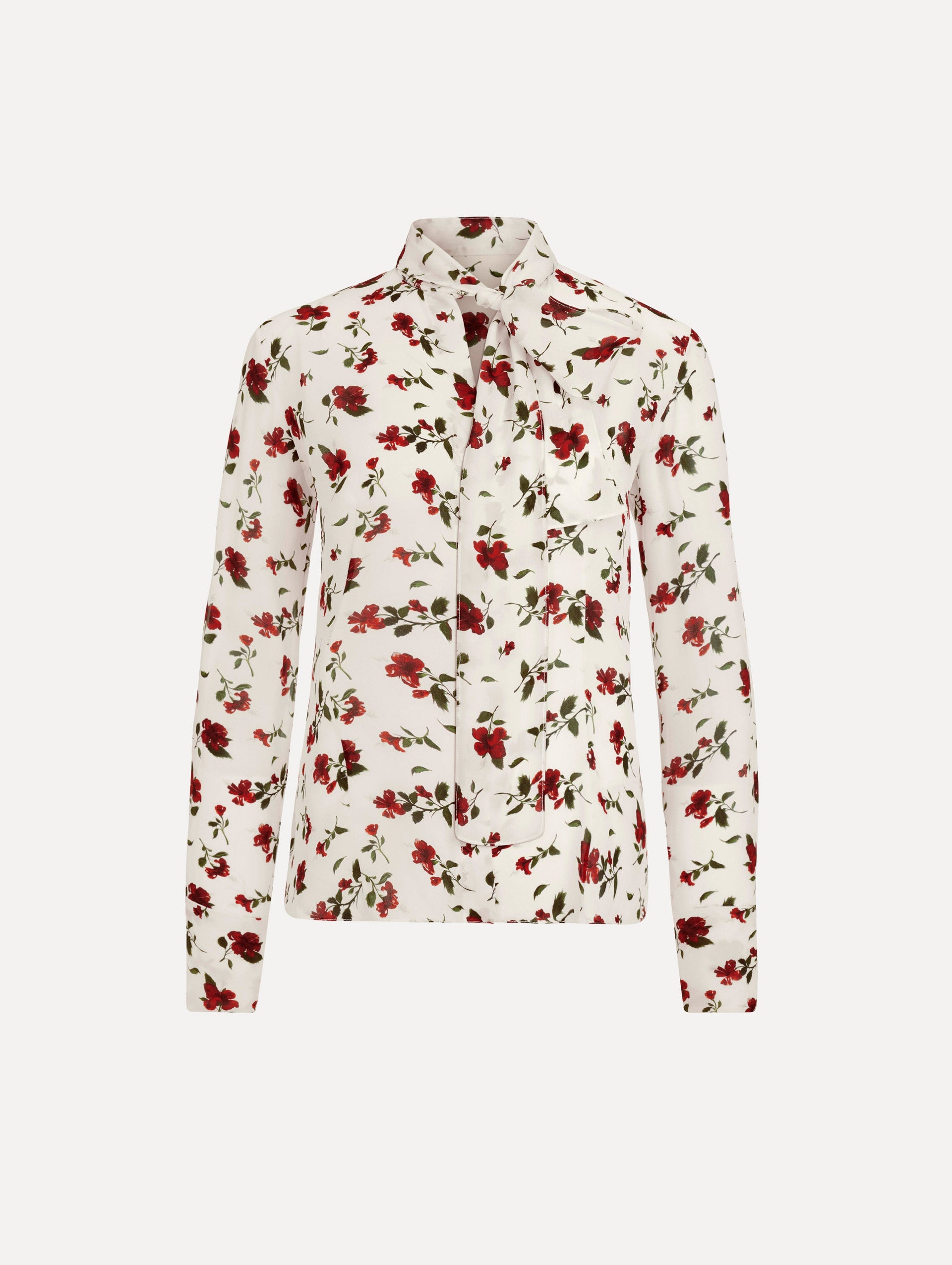 Oscar de la Renta Hibiscus Silk Chiffon Blouse