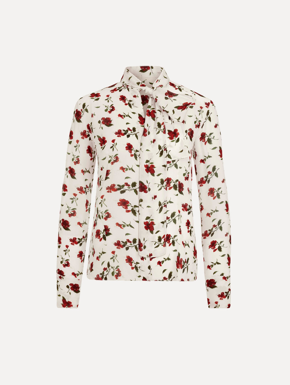 Oscar de la Renta Hibiscus Silk Chiffon Blouse