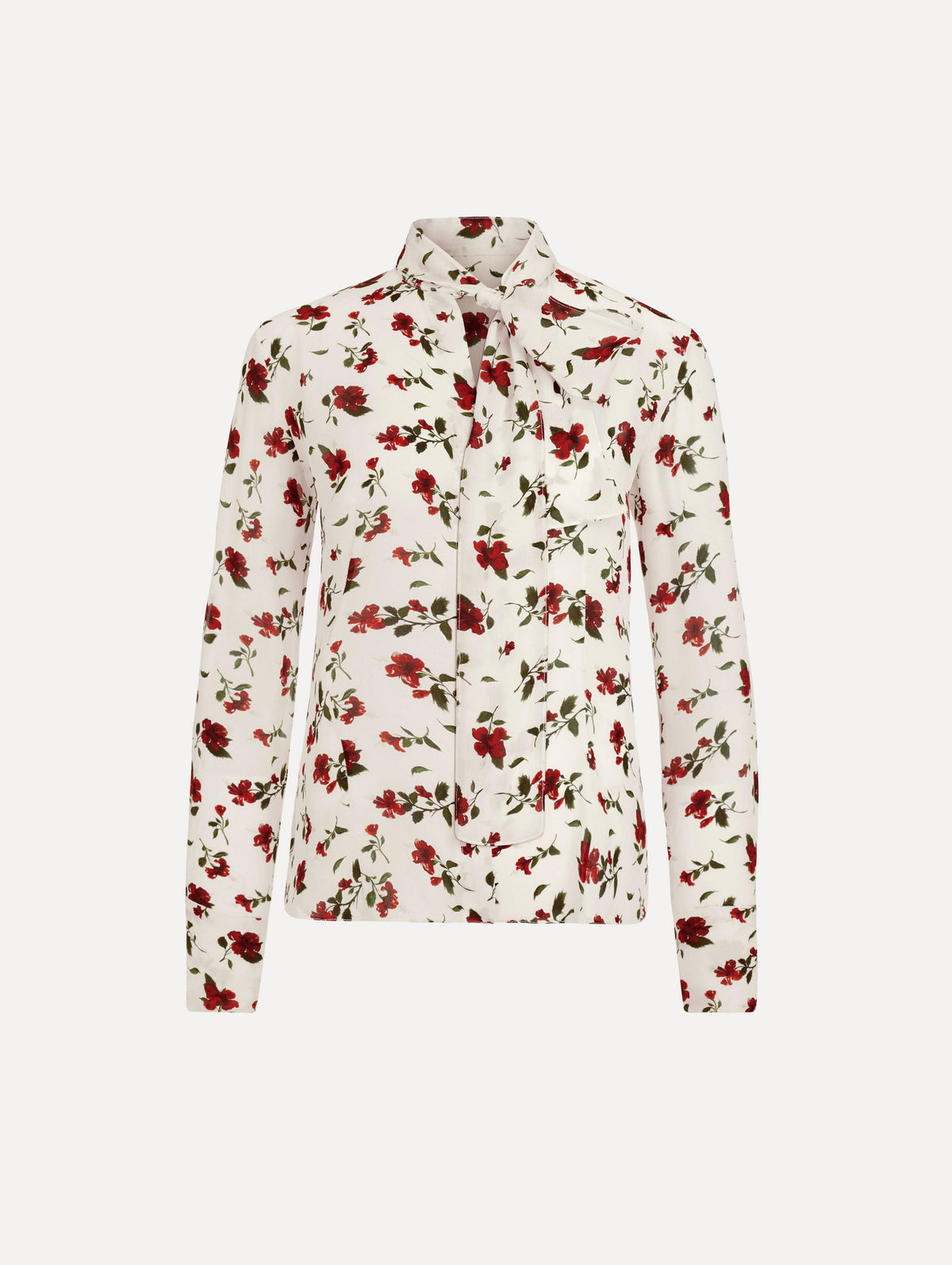Oscar de la Renta Hibiscus Silk Chiffon Blouse