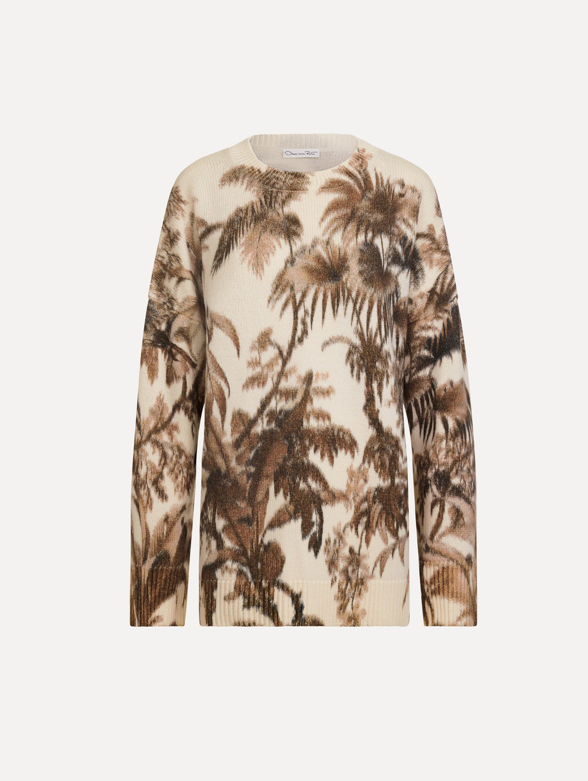 Oscar de la Renta Chiné Palm Leaves Oversized Pullover