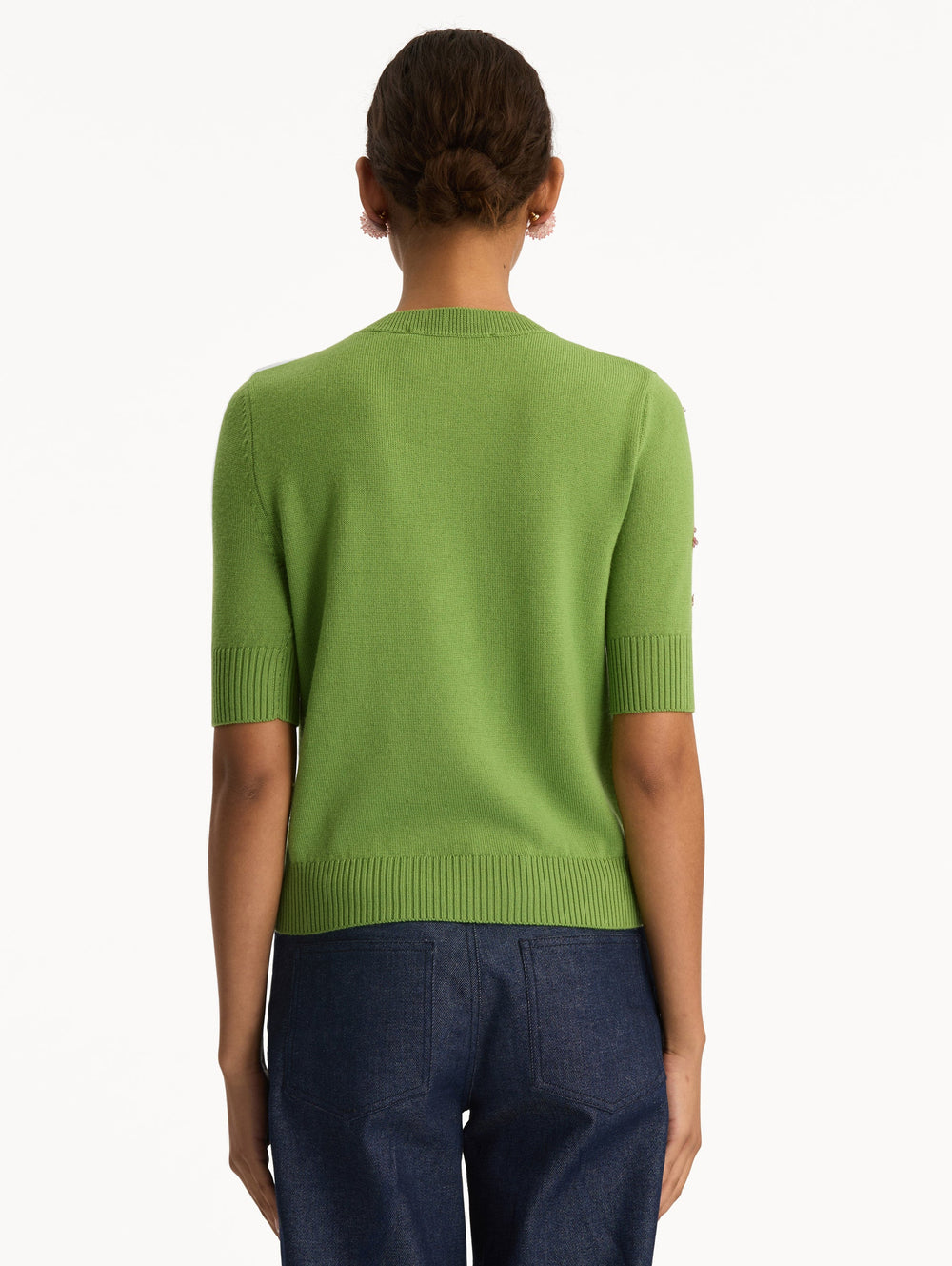 Oscar de la Renta Crystal Cluster Embroidered Pullover