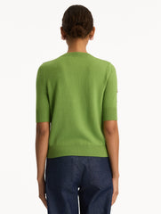 Oscar de la Renta Crystal Cluster Embroidered Pullover