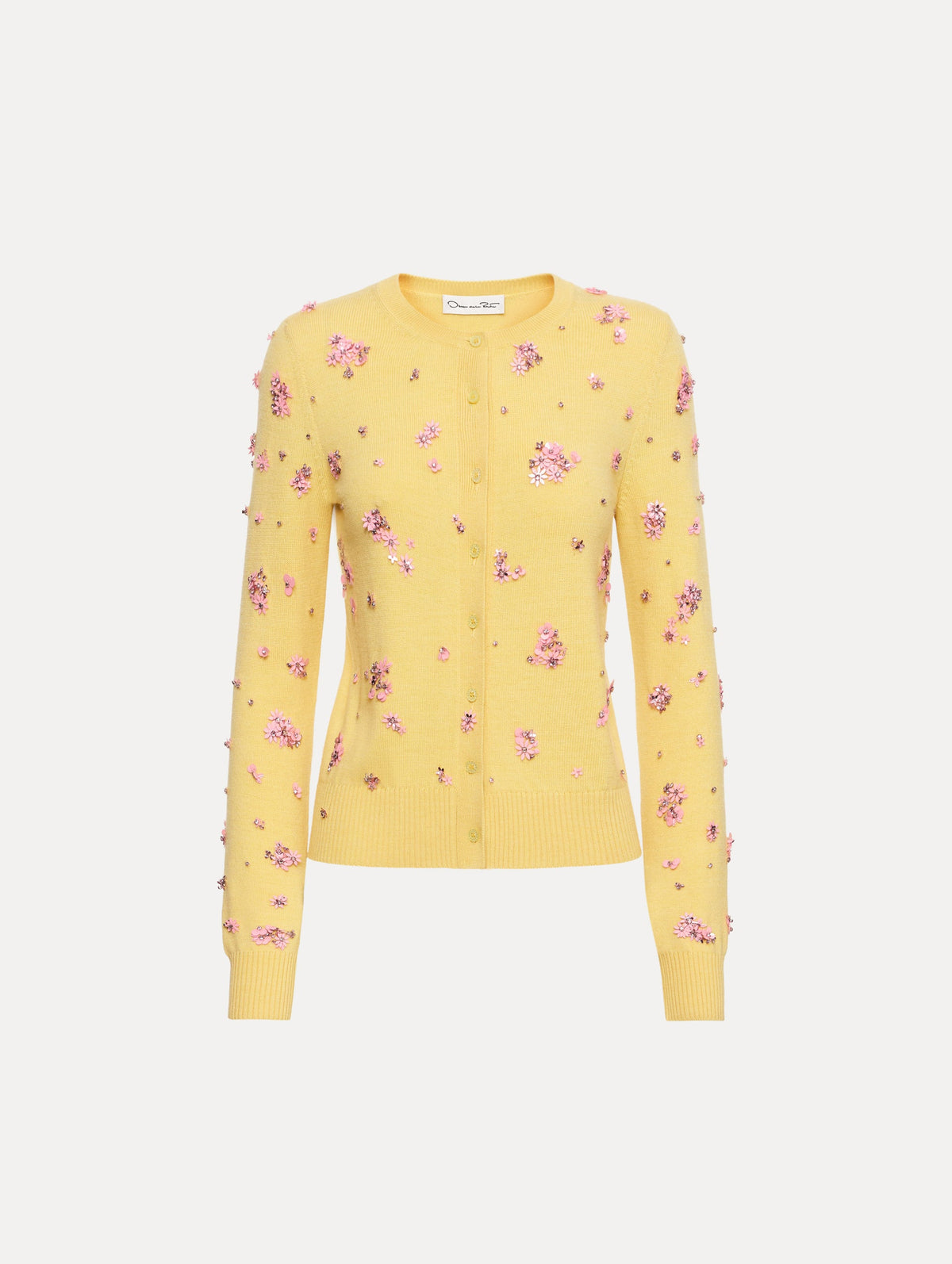 Oscar de la Renta Crystal Cluster Embroidered Cardigan
