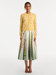 Oscar de la Renta Crystal Cluster Embroidered Cardigan