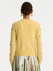 Oscar de la Renta Crystal Cluster Embroidered Cardigan